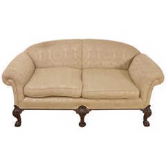 Late 19th Century Mahogany Chippendale Style Upholstered Settee