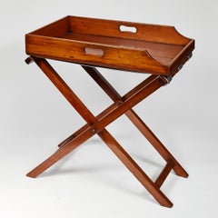Late 19th Century Mahogany French Butler's Tray on Folding Stretcher