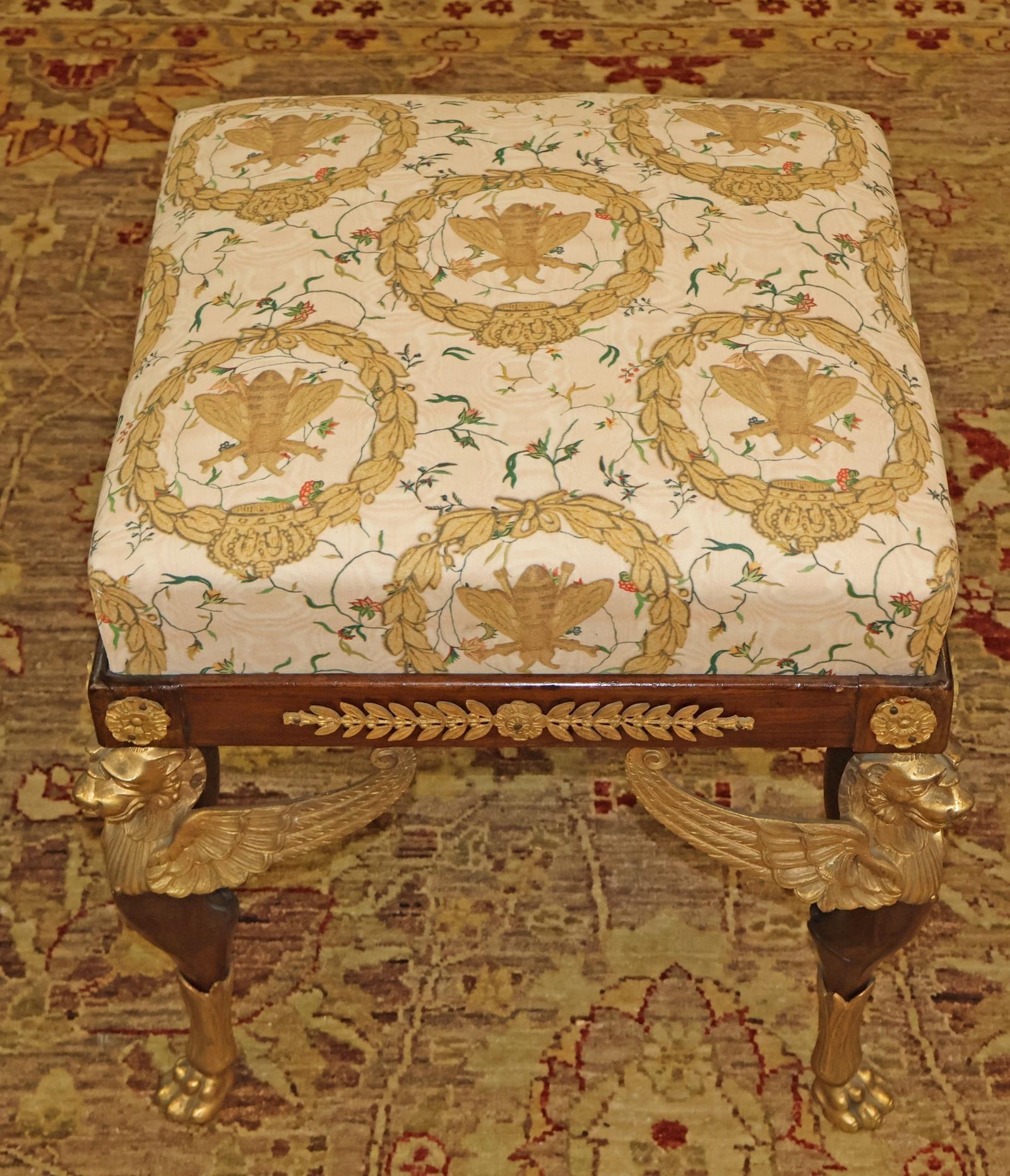 Late 19th Century Mahogany French Empire Style Spinx Bronze Mounted Stool Bench

Dimensions : 19.75
