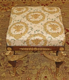 Late 19th Century Mahogany French Empire Style Spinx Bronze Mounted Stool Bench