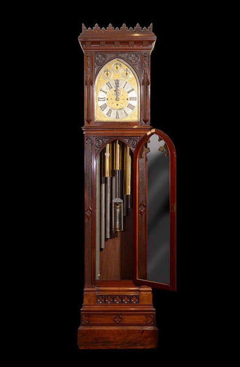 Late 19th Century Mahogany Gothic Revival Longcase Clock at 1stDibs