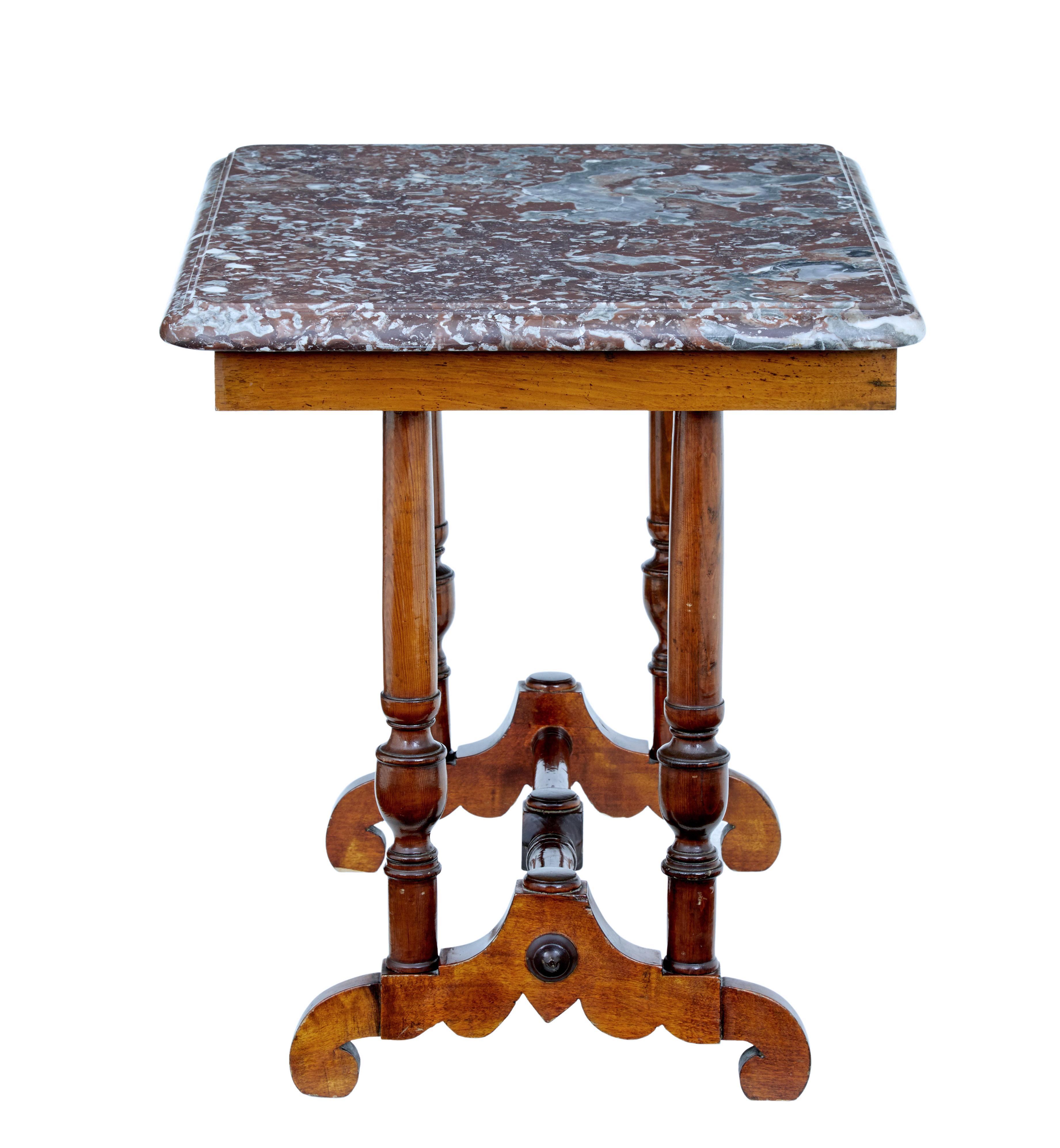 Victorian Late 19th Century Mahogany Marble Top Side Table