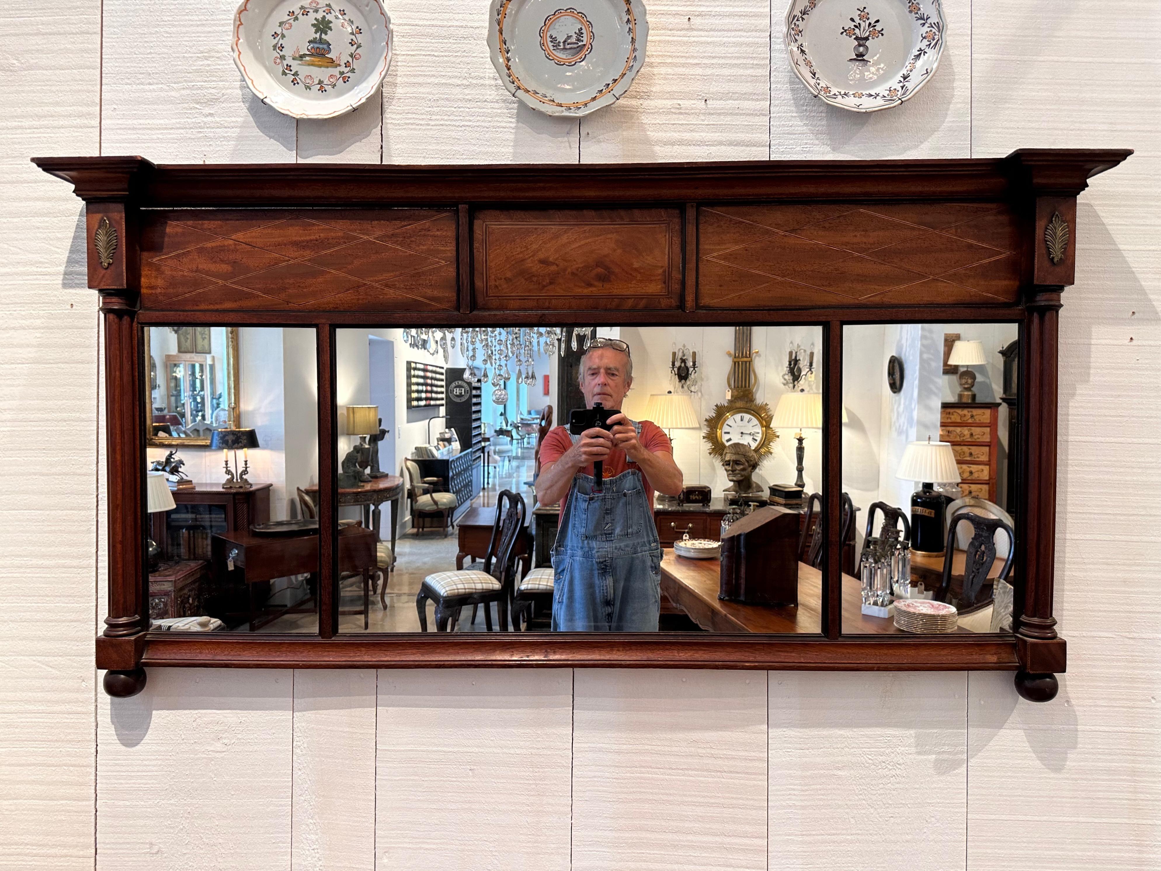 Late 19th Century Mahogany Overmantel Mirror In Good Condition In Charlottesville, VA