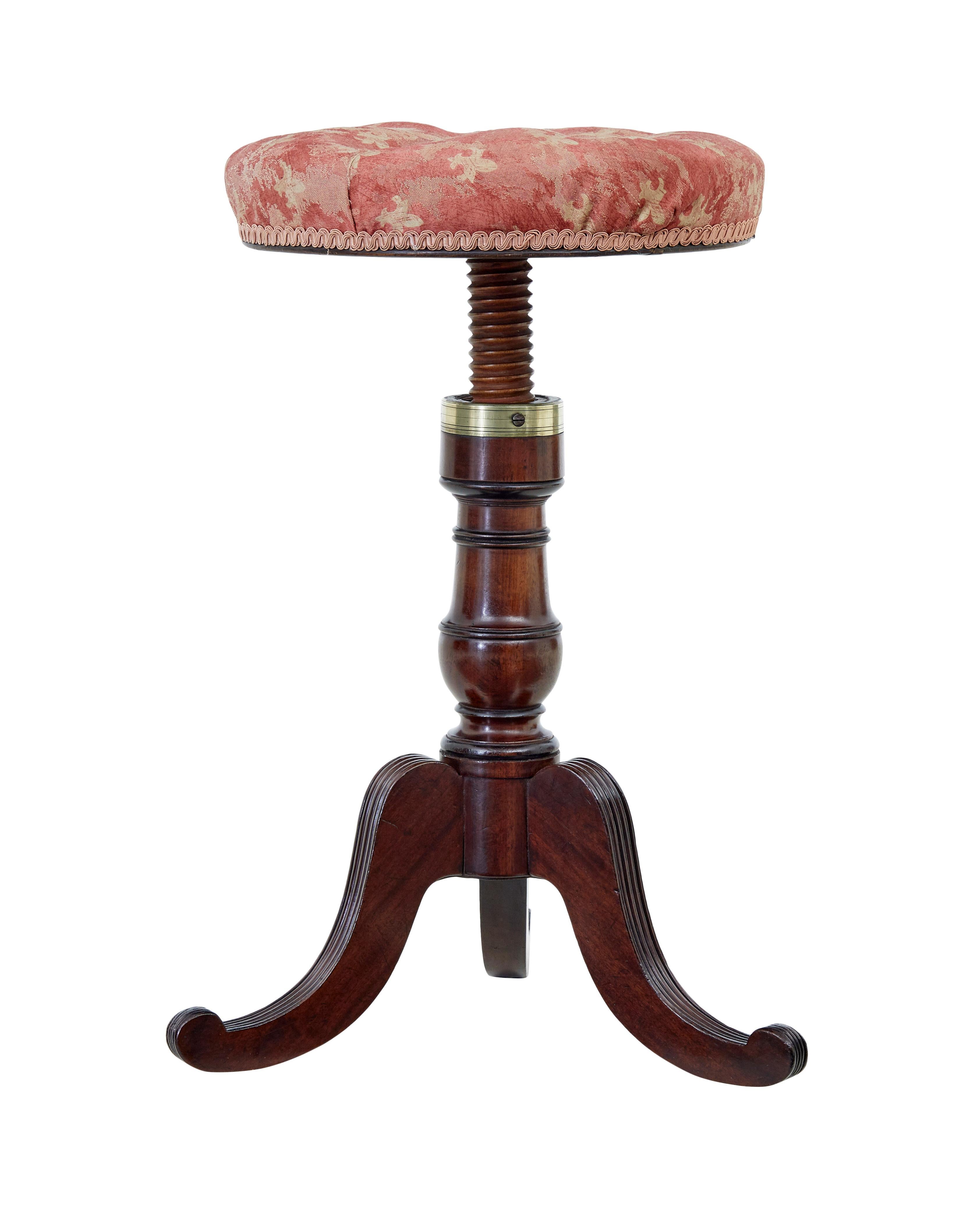 Late 19th Century Mahogany Piano Stool For Sale at 1stDibs