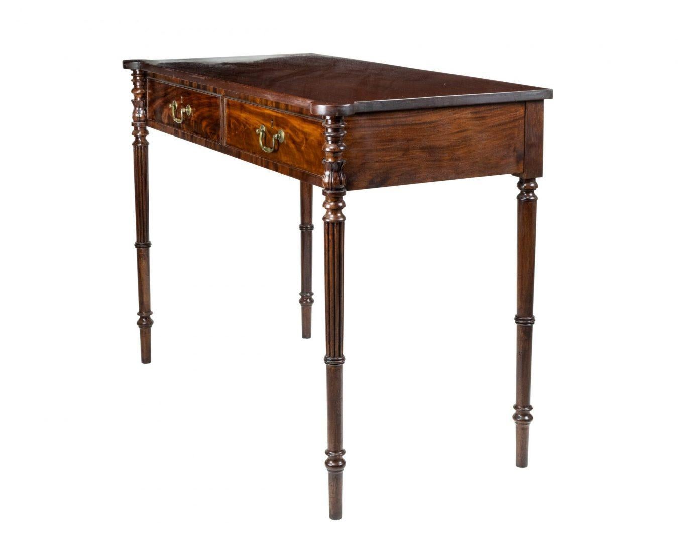 A late 19th century mahogany rectangular side table with two drawers, signed Gillows, on turned and reeded corner font legs
Gillows of Lancaster and London, also known as Gillow & Co., was an English furniture making firm based in Lancaster,