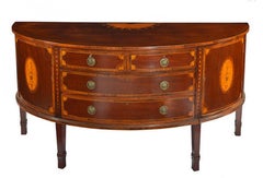 Late 19th Century Mahogany and Satinwood Marquetry Demilune Sideboard