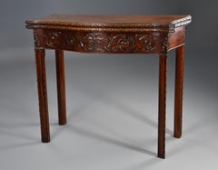 Late 19th Century Mahogany Serpentine Shaped Card Table in the Chippendale Style