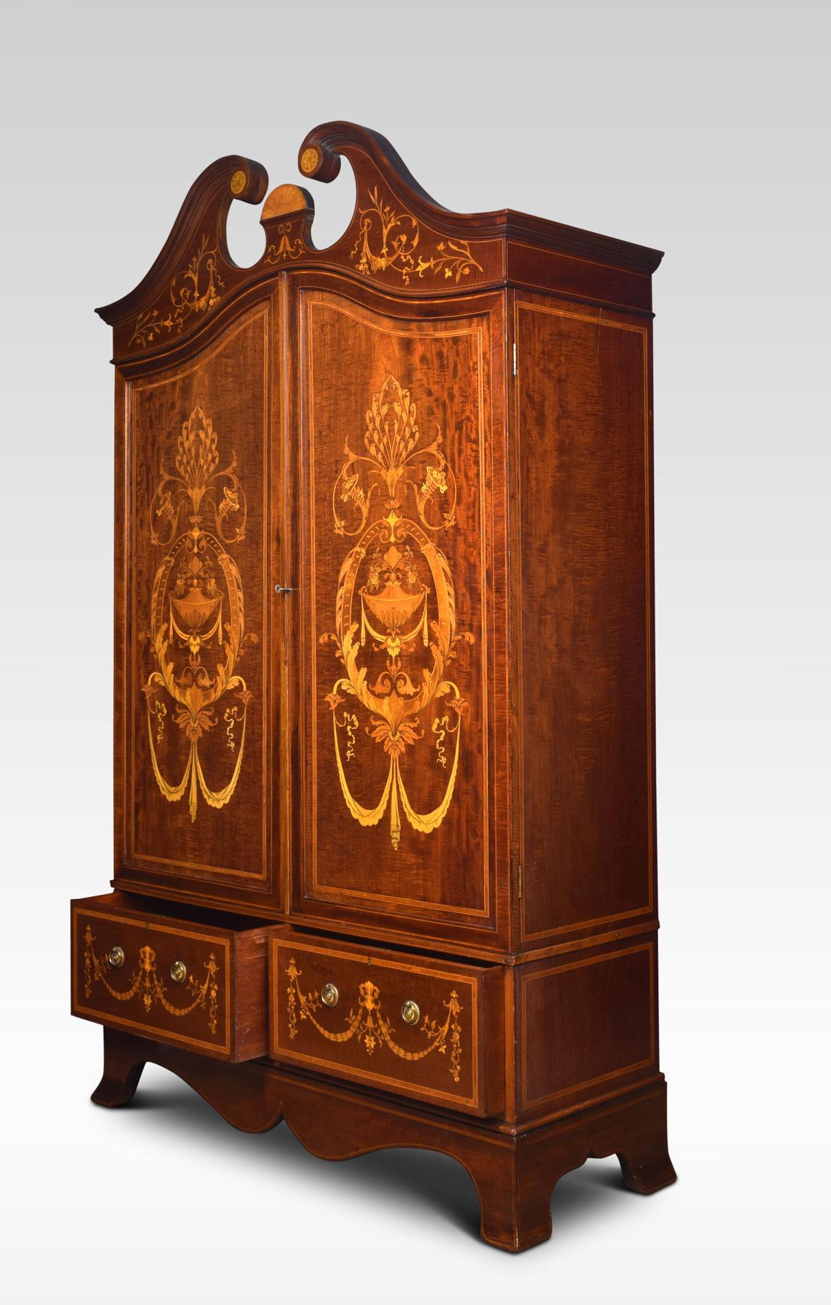 Late 19th Century Mahogany Two-Door Inlaid Wardrobe In Good Condition In Cheshire, GB