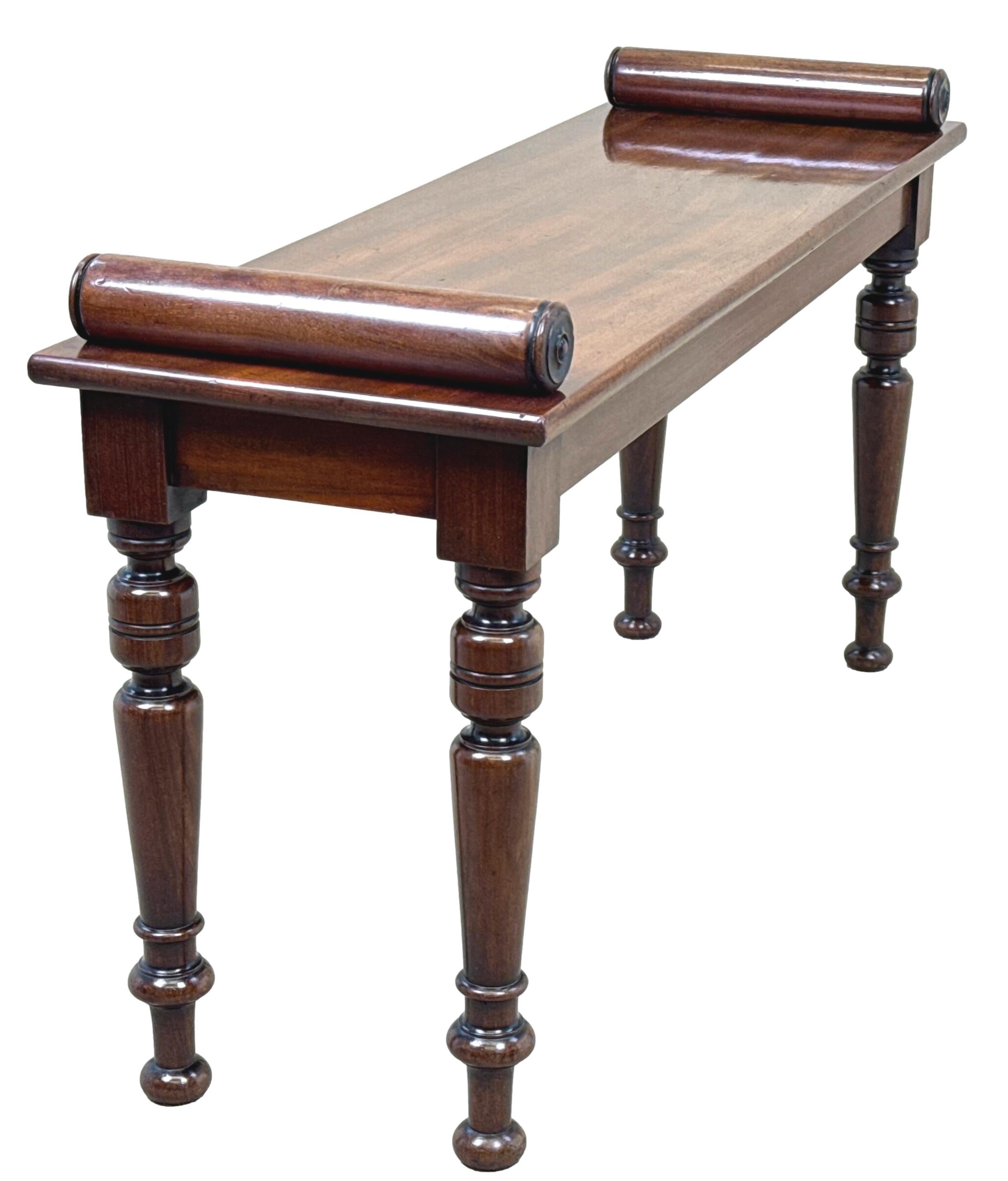 Victorian Late 19th Century Mahogany Window Seat Hall Bench