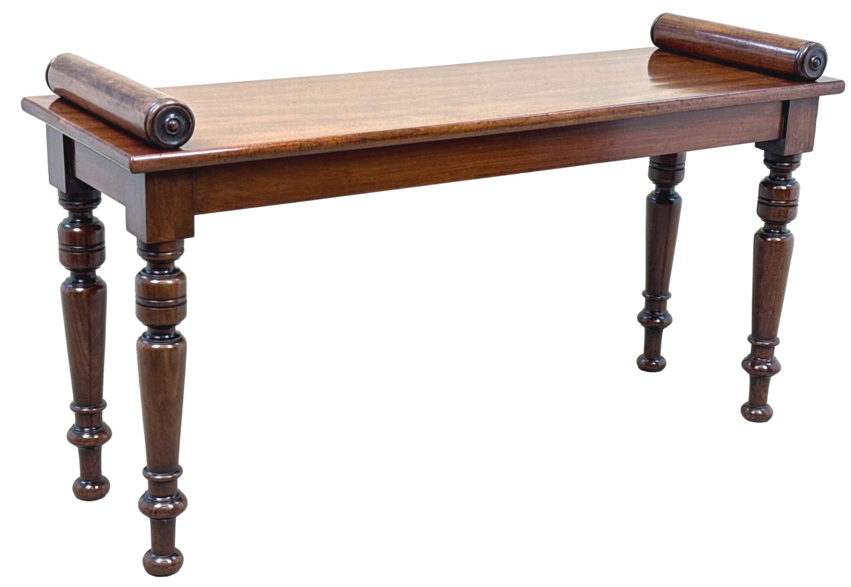 Late 19th Century Mahogany Window Seat Hall Bench 3
