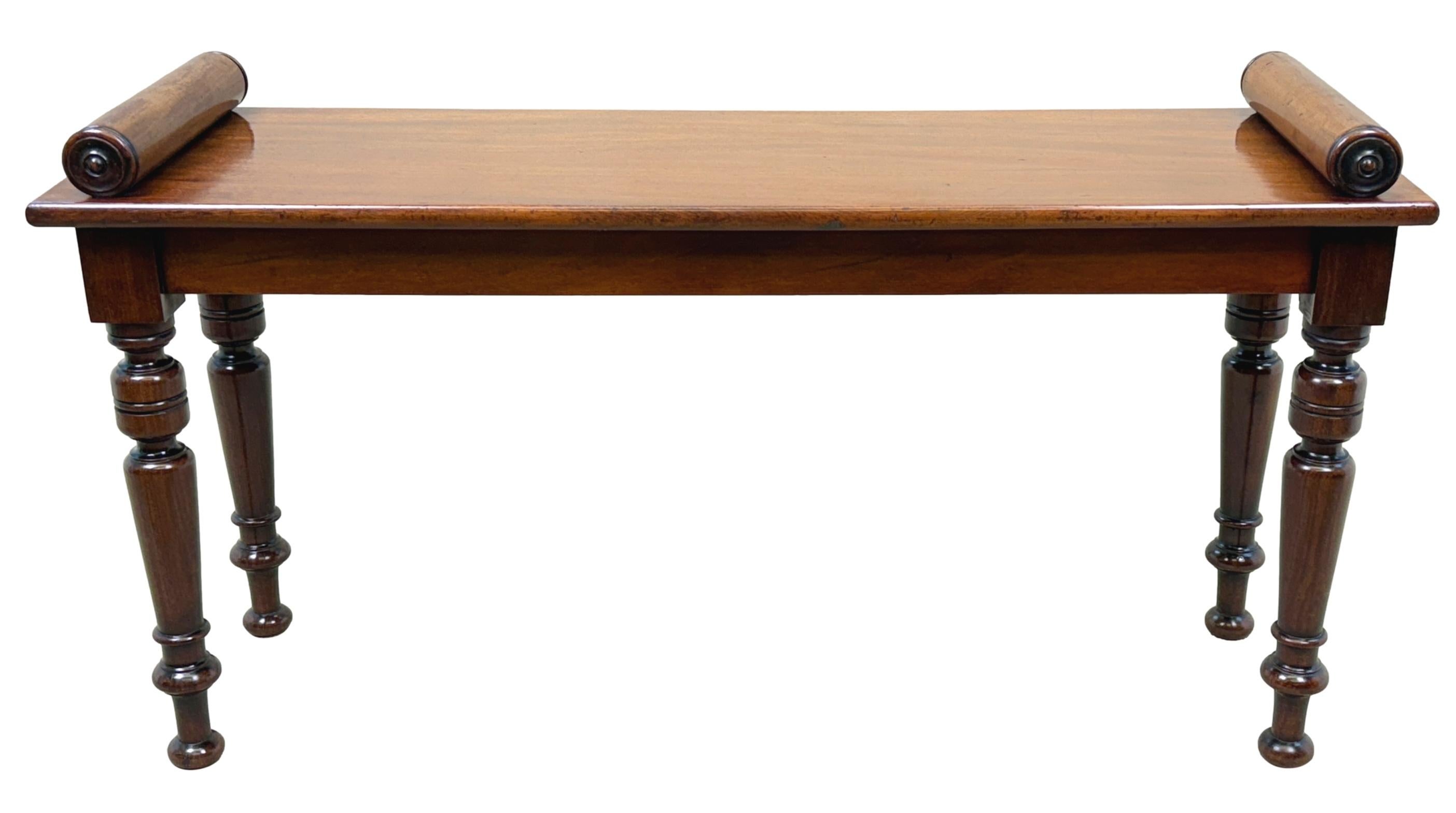 Late 19th Century Mahogany Window Seat Hall Bench 4