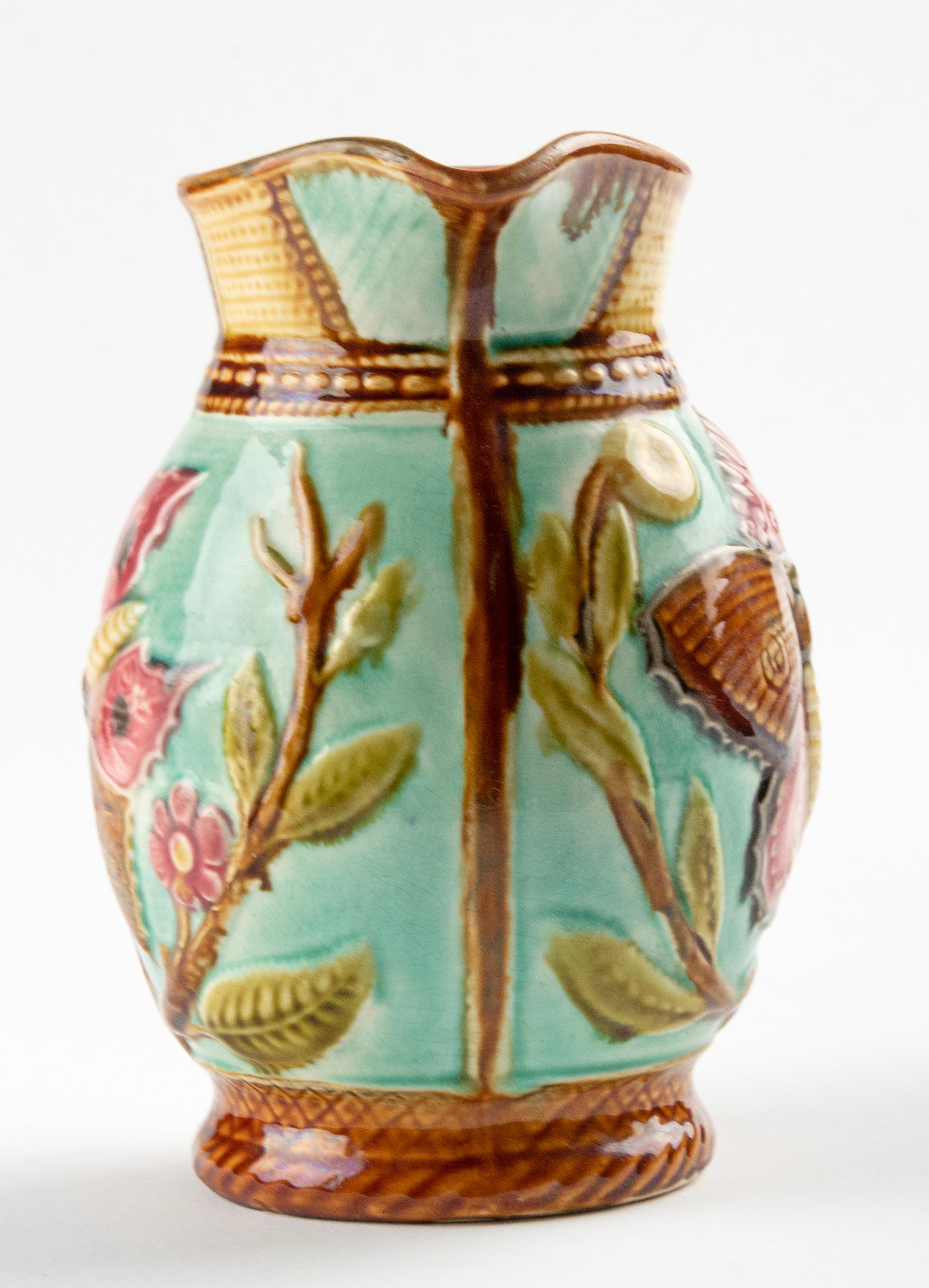 Hand-Crafted Late 19th Century Majolica Ceramic Jug 