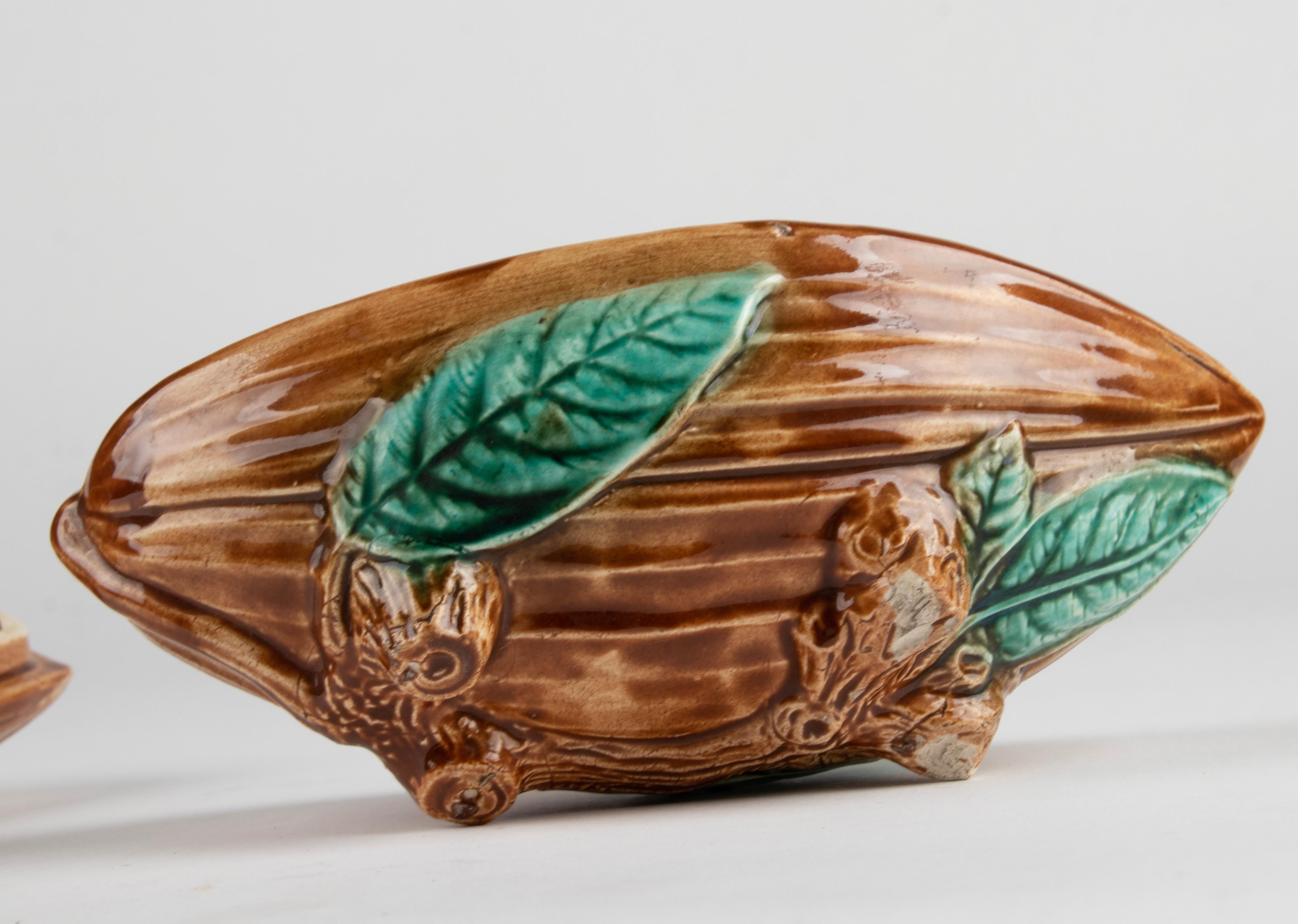 Late 19th Century Majolica Corn Shaped Lidded Bowl For Sale 6