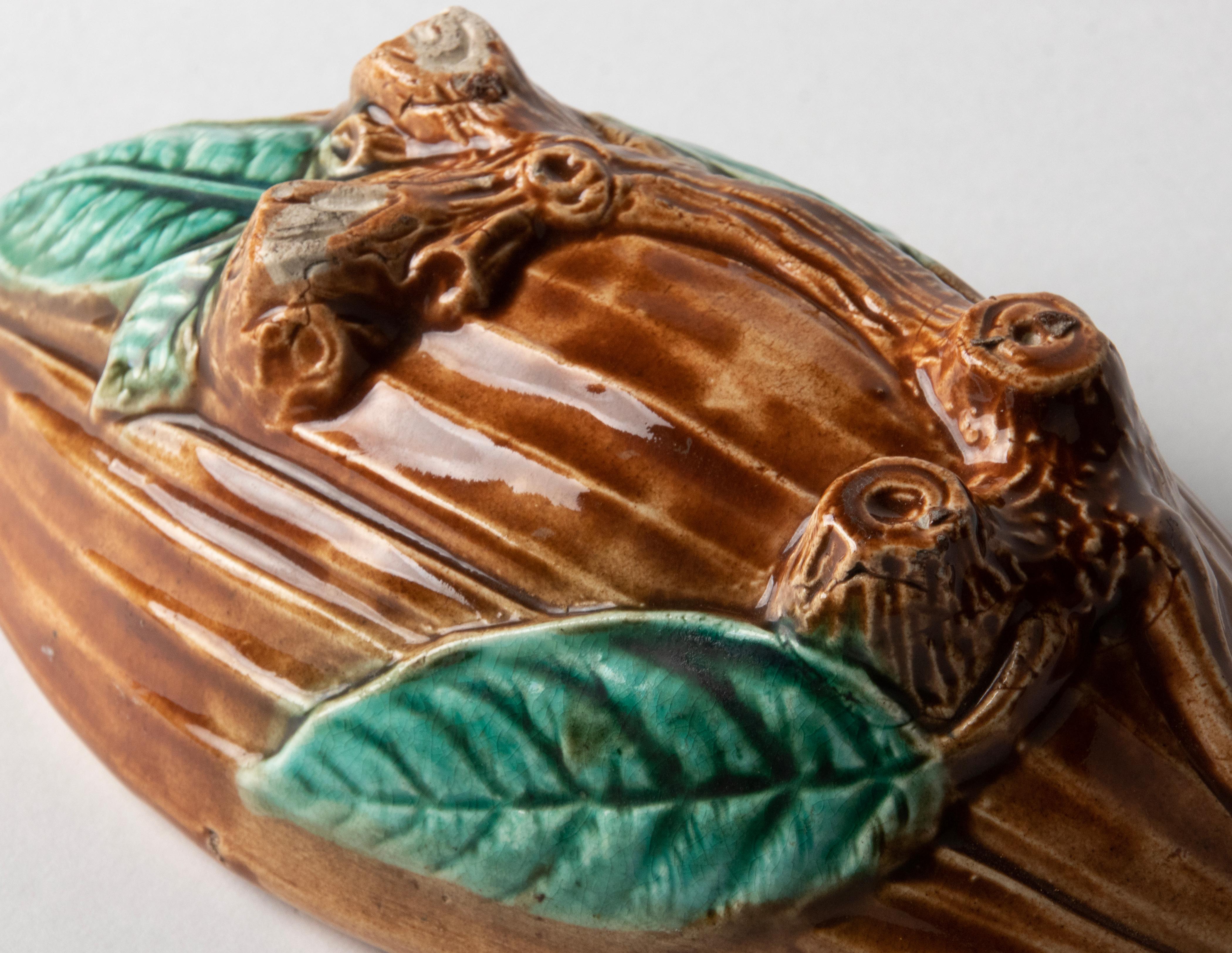 Late 19th Century Majolica Corn Shaped Lidded Bowl For Sale 7