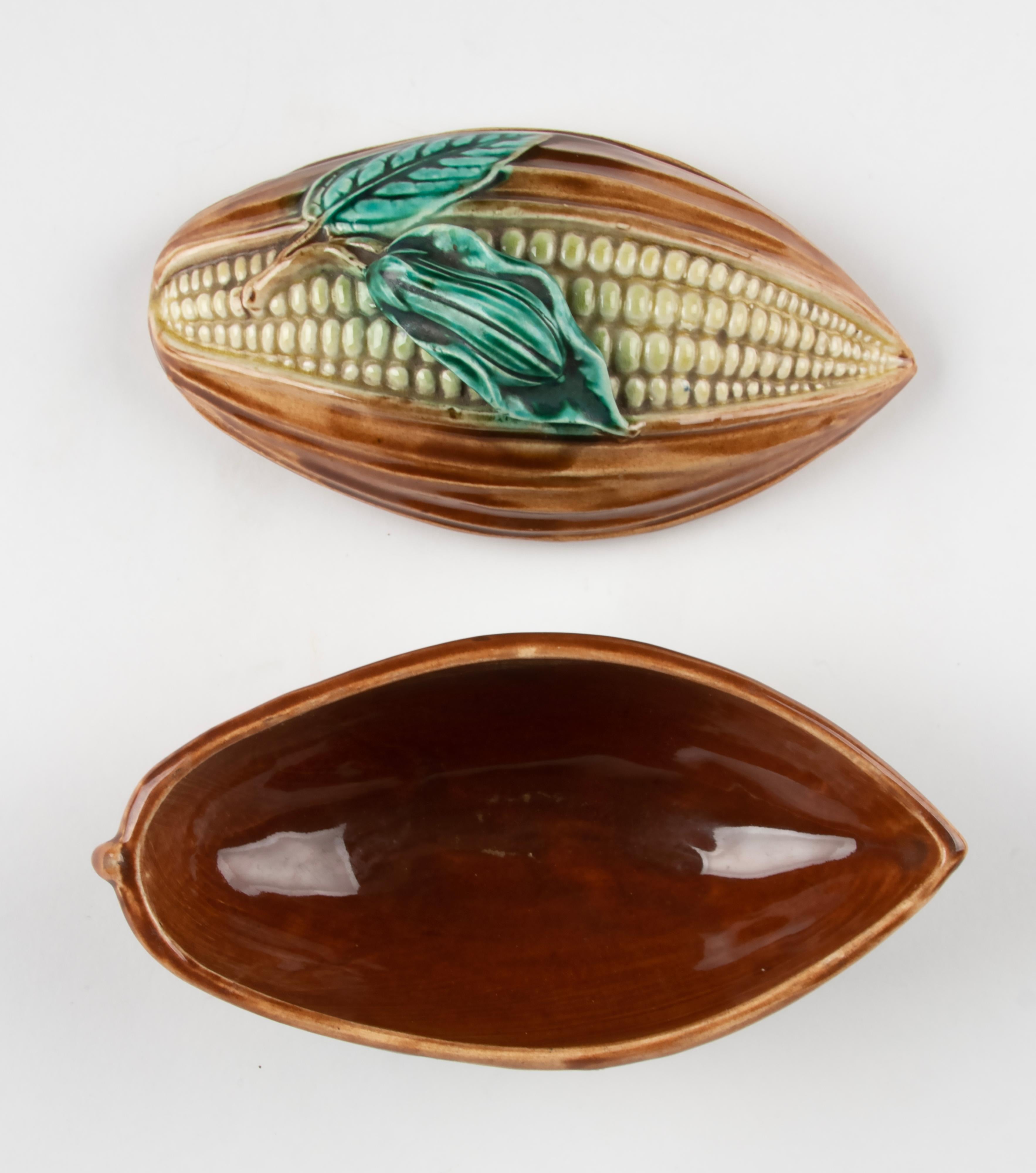 Late 19th Century Majolica Corn Shaped Lidded Bowl For Sale 1
