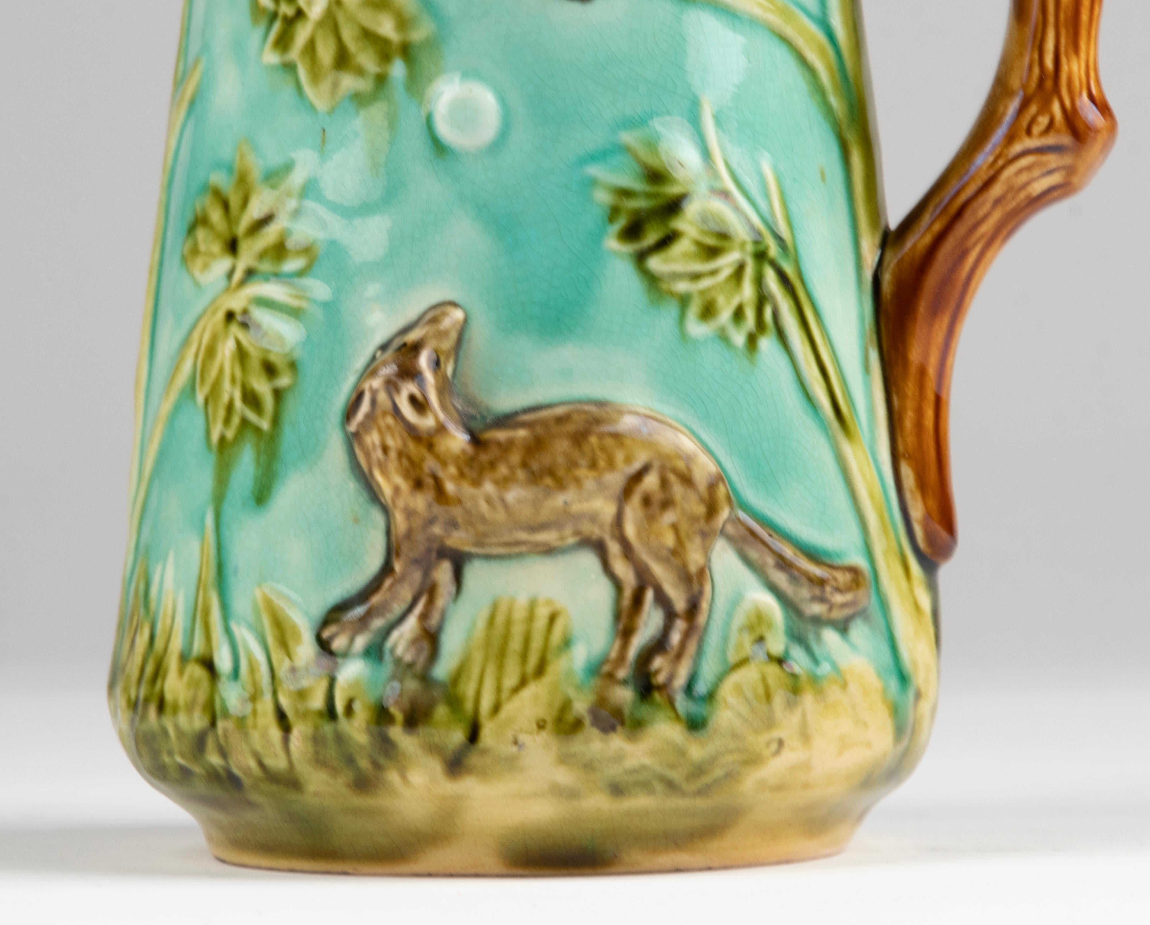 Late 19th Century Majolica Jug Made by Mouzin Leach Et Cie, Nimy For Sale 4