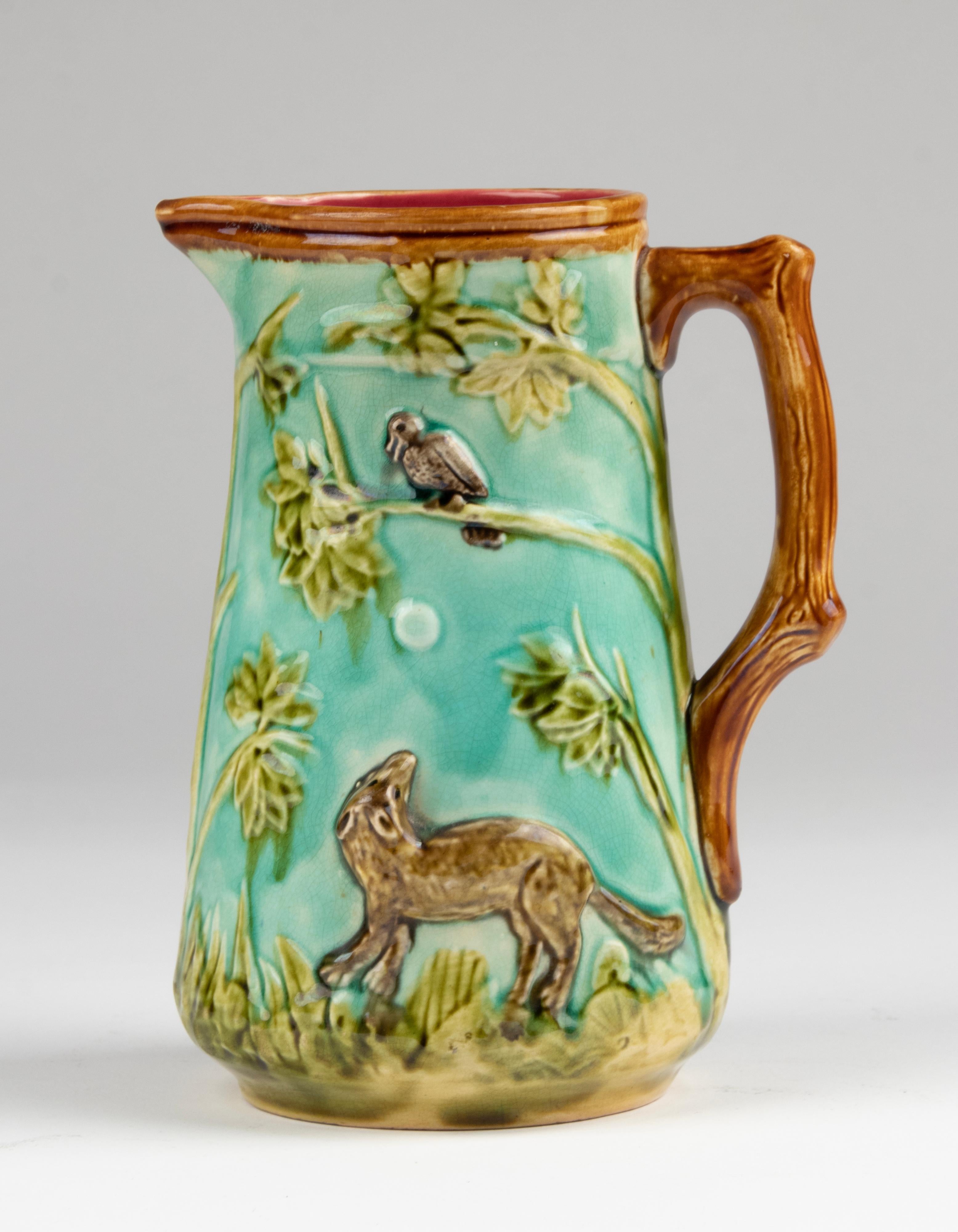 Belgian Late 19th Century Majolica Jug Made by Mouzin Leach Et Cie, Nimy For Sale