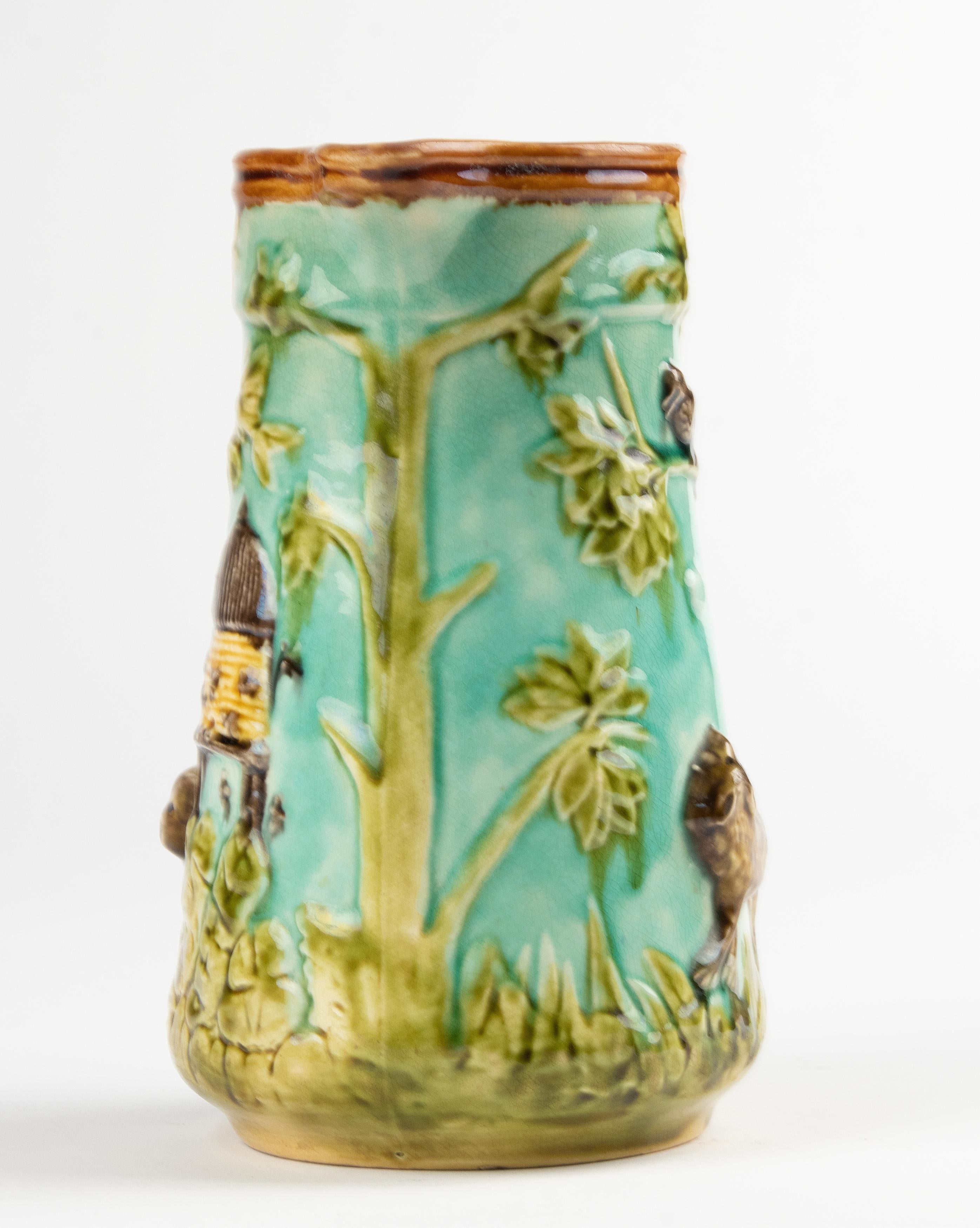 Hand-Crafted Late 19th Century Majolica Jug Made by Mouzin Leach Et Cie, Nimy For Sale
