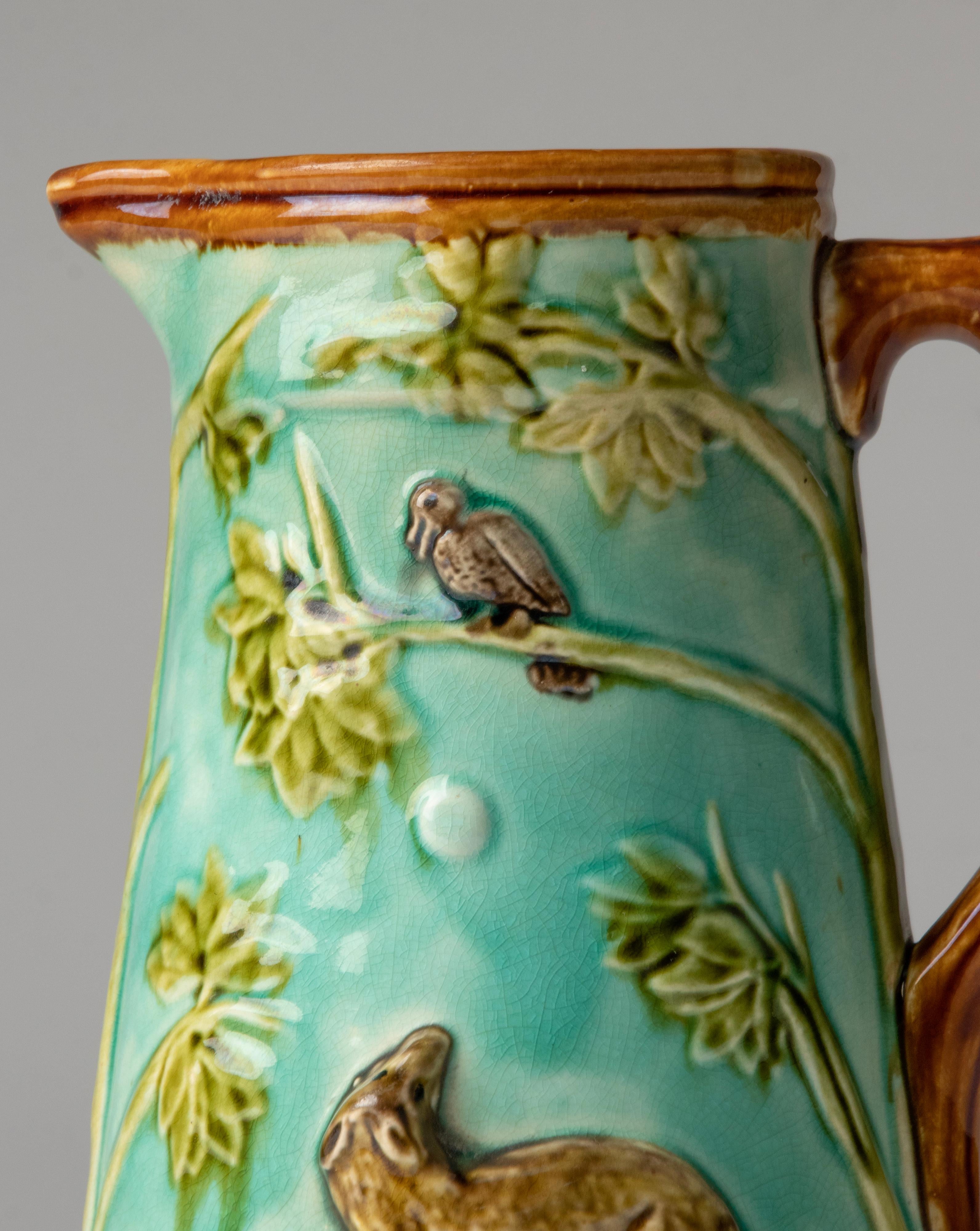 Late 19th Century Majolica Jug Made by Mouzin Leach Et Cie, Nimy For Sale 2