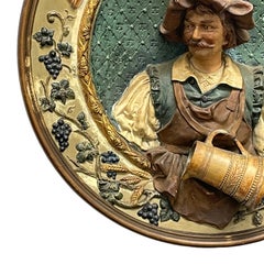 Majolika-Teller des späten 19. Jahrhunderts mit österreichischem Publican-Porträt, von J. Maresch Austria