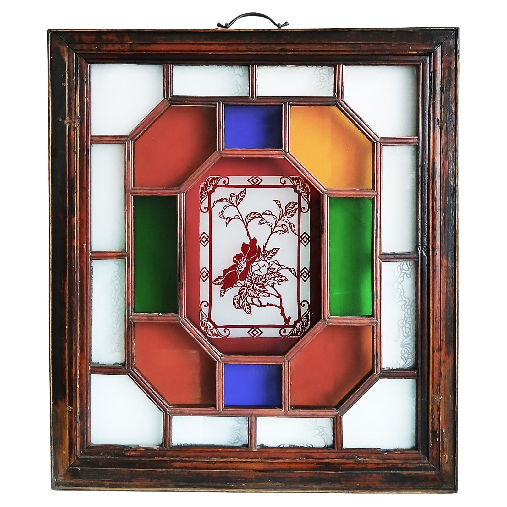 Stained Glass antique 建具　【地球儀】 Stained Glass antique 建具 【地球儀】