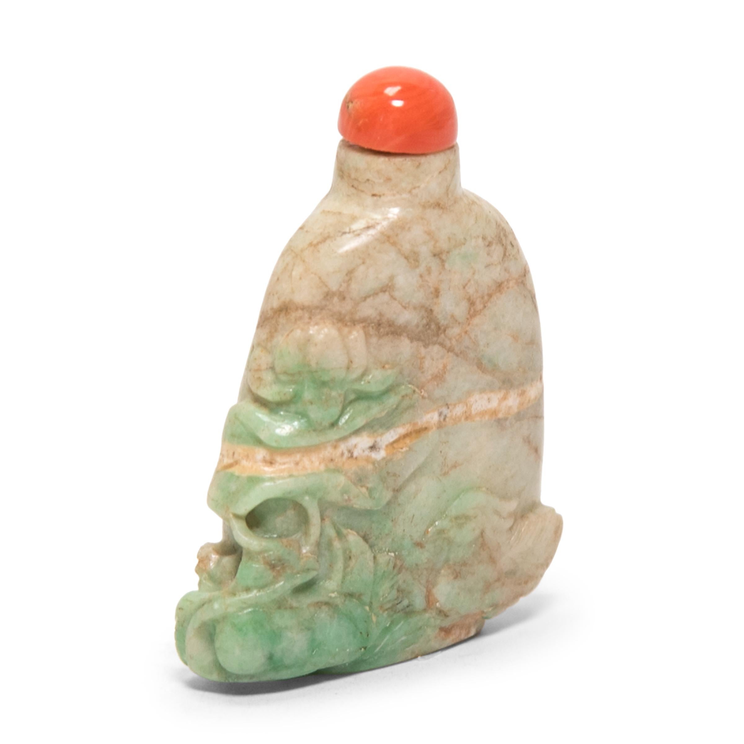 Qing Late 19th Century Mandarin Duck Jadeite Snuff Bottle