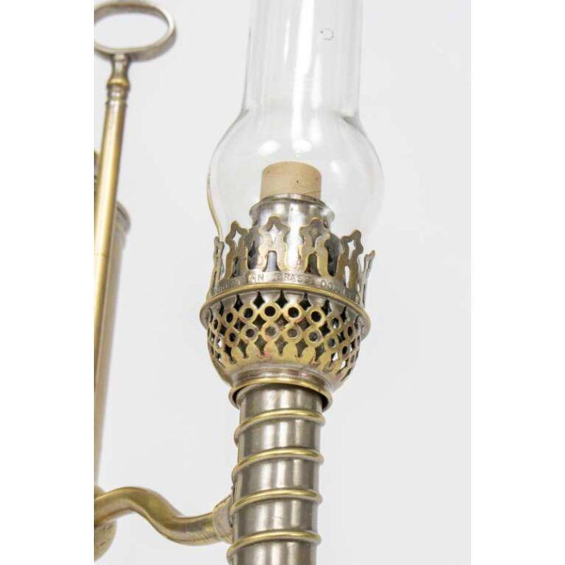 Late Victorian Late 19th Century Manhattan Brass Co. Nickel and Brass Student Lamp