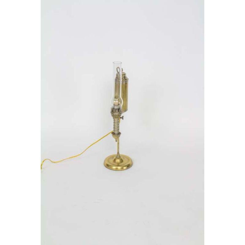 American Late 19th Century Manhattan Brass Co. Nickel and Brass Student Lamp
