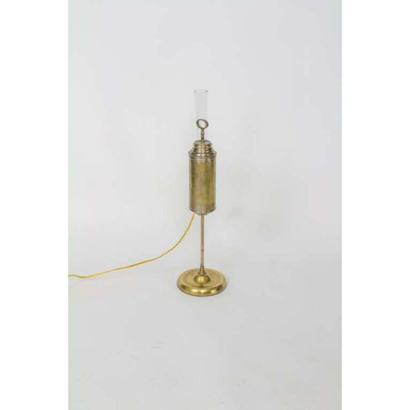 Late 19th Century Manhattan Brass Co. Nickel and Brass Student Lamp 1