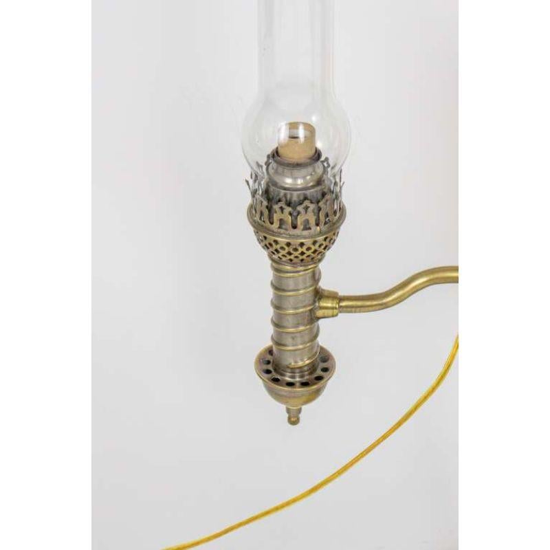 Late 19th Century Manhattan Brass Co. Nickel and Brass Student Lamp 2