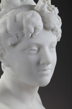 Late 19th Century Marble and Alabaster Woman Bust by Cesar Ceribelli 1841-1918