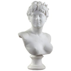 Late 19th Century Marble and Alabaster Woman Bust by Cesar Ceribelli 1841-1918
