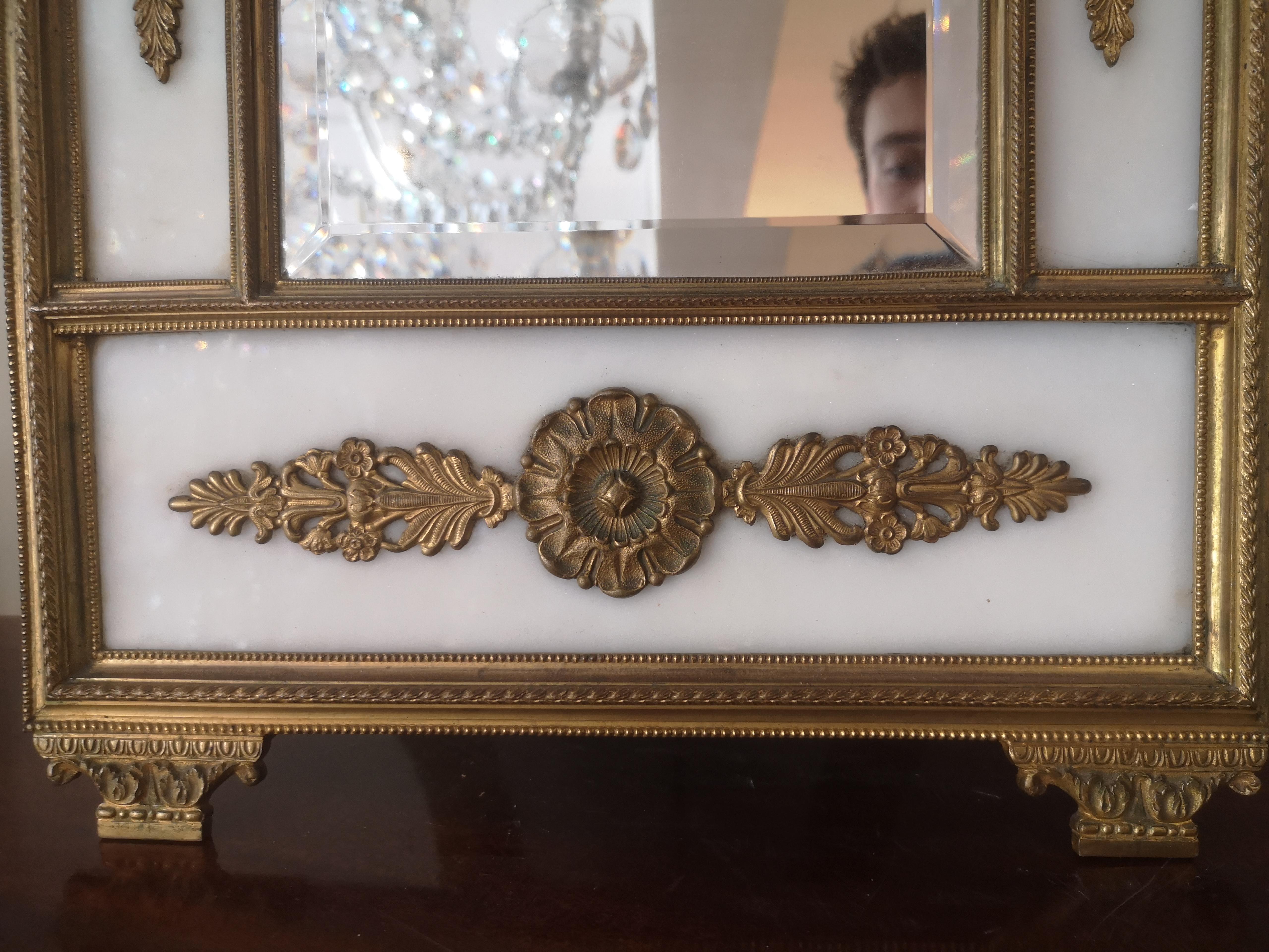 Late 19th Century Marble and Bronze Table Mirror For Sale 2