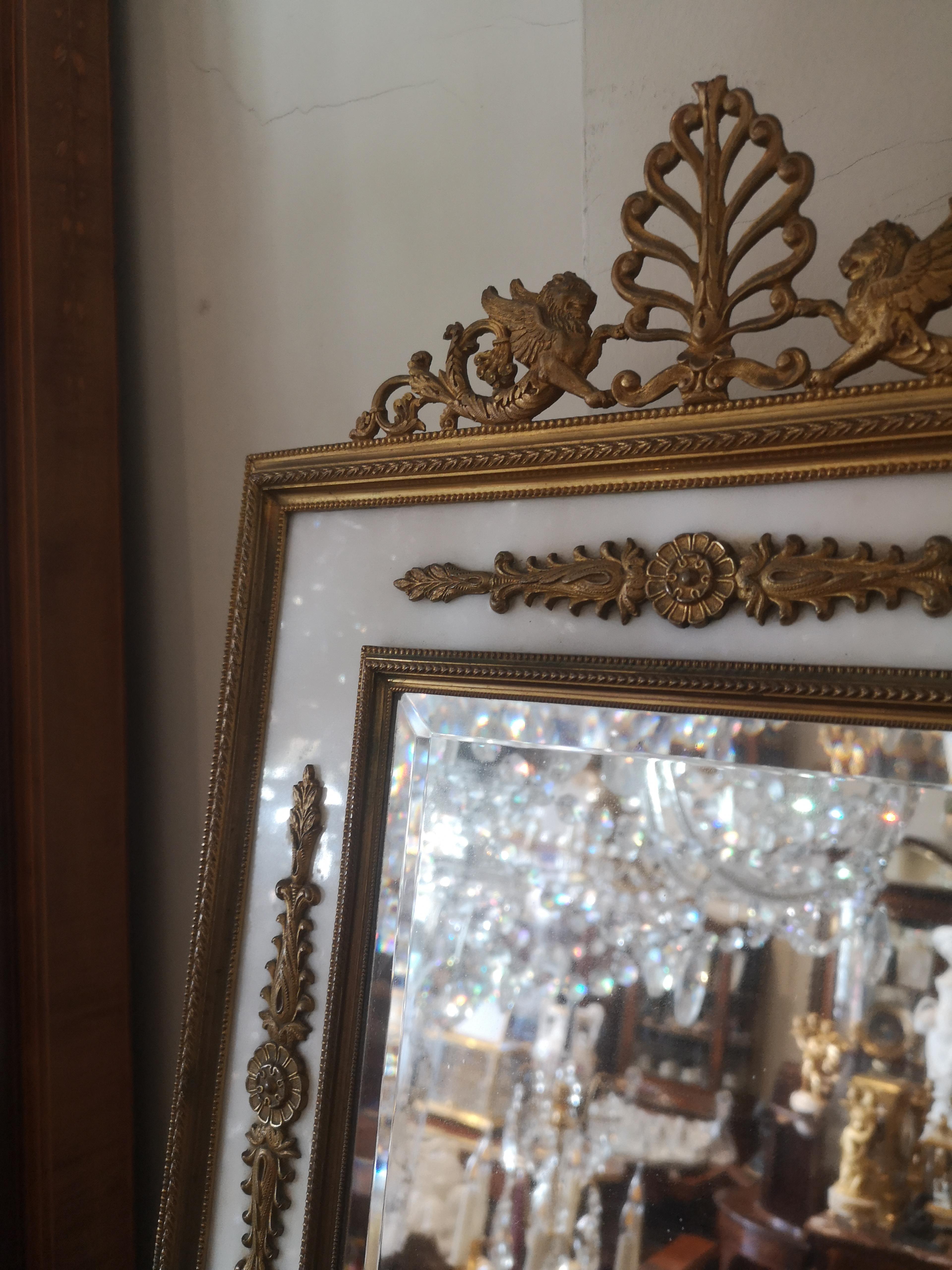 Late 19th Century Marble and Bronze Table Mirror For Sale 3