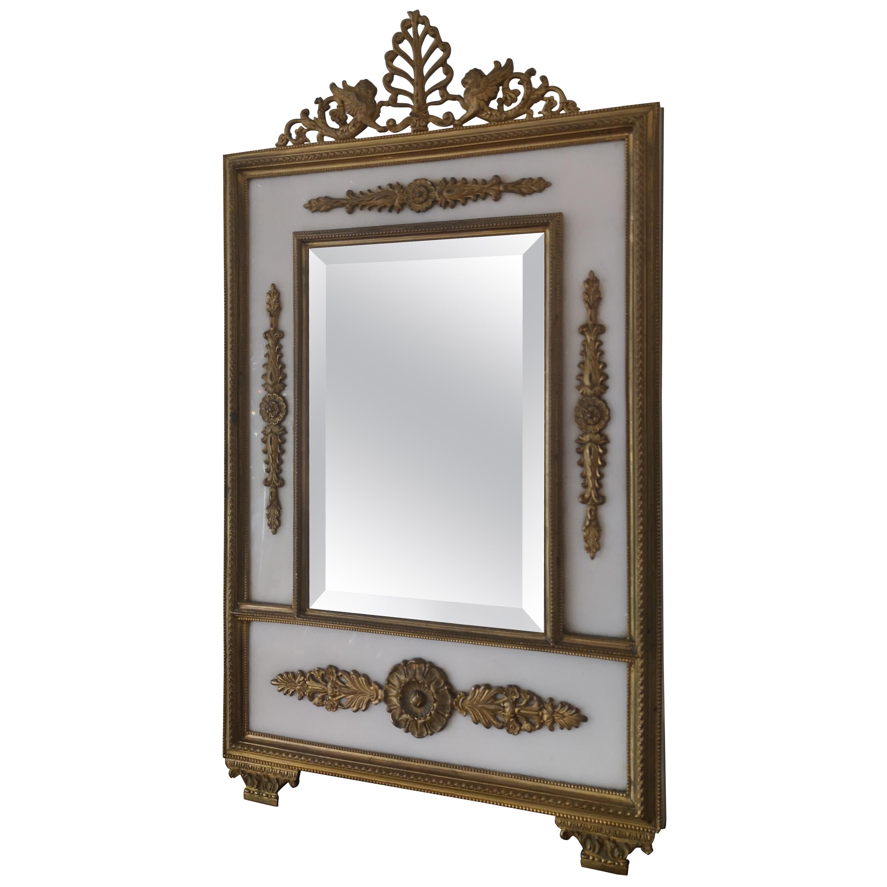 Late 19th Century Marble and Bronze Table Mirror For Sale
