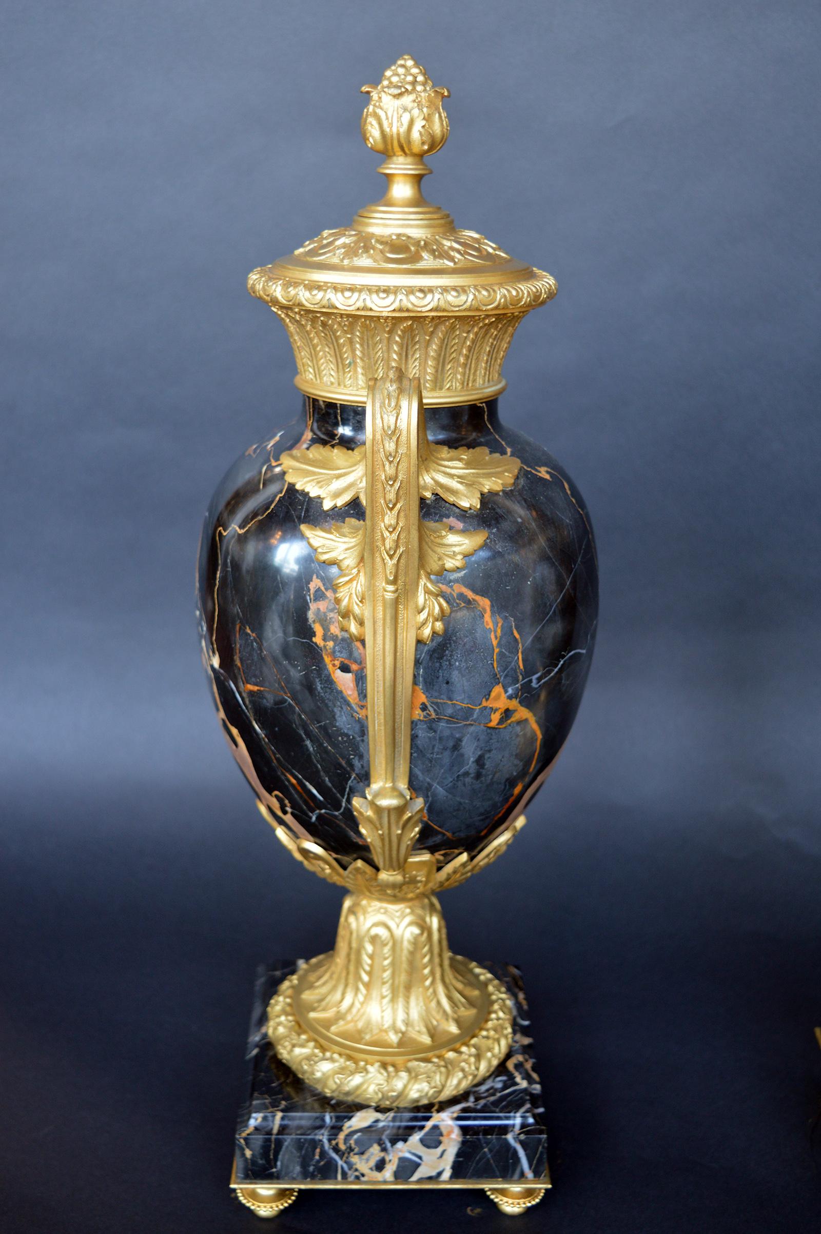 Late 19th Century Marble and Bronze Vases In Excellent Condition In Los Angeles, CA