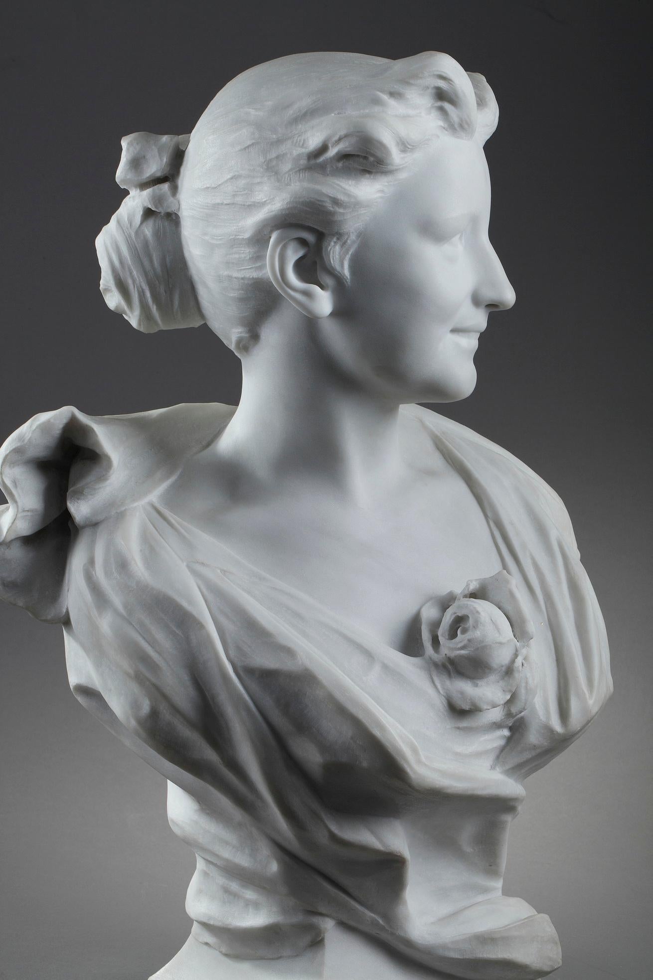 Late 19th Century Marble Sculpture Bust of a Lady Signed Oliver 5