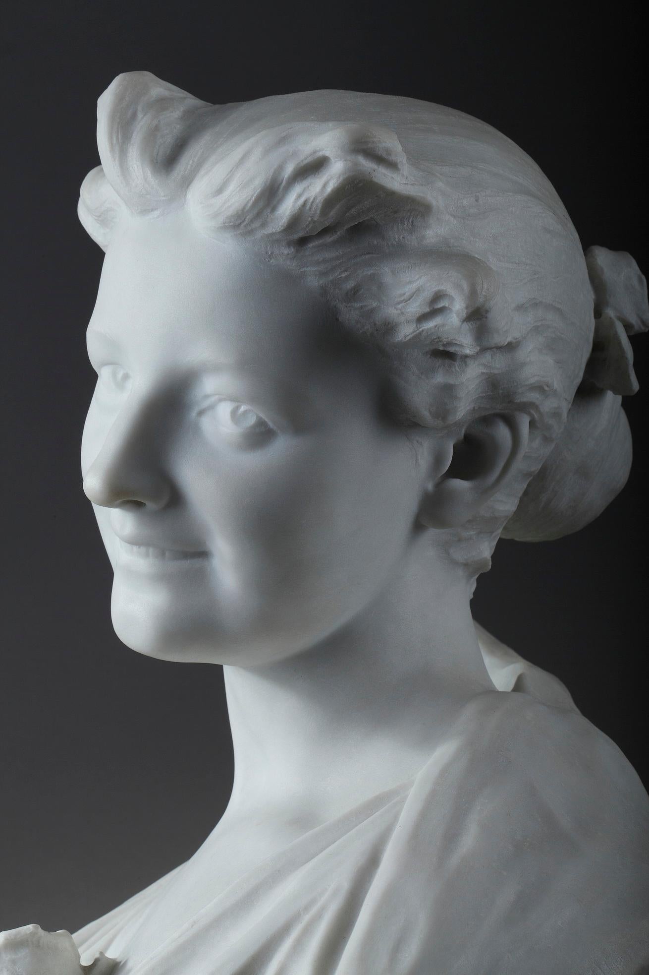 Late 19th Century Marble Sculpture Bust of a Lady Signed Oliver 9