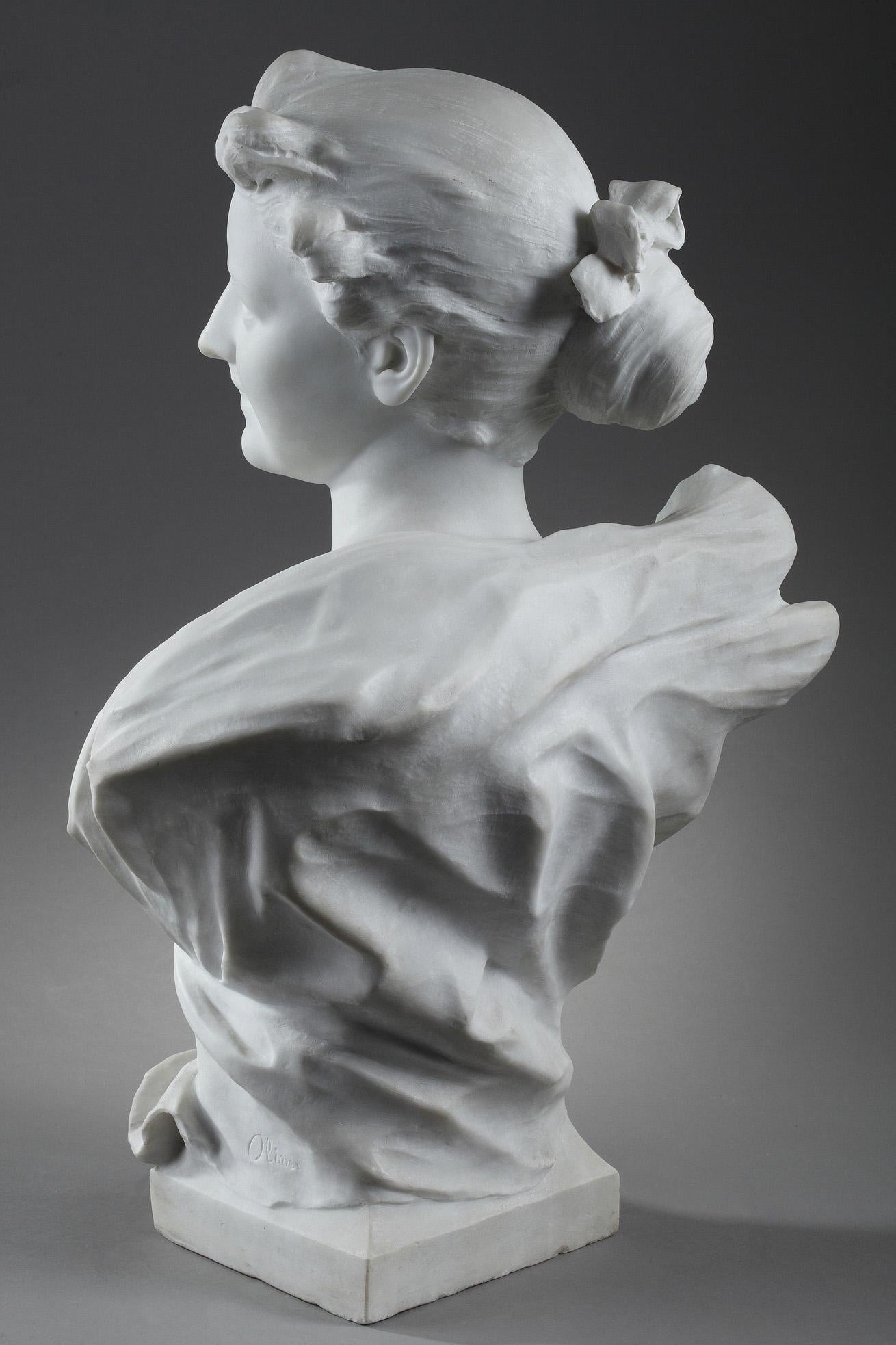 Late 19th Century Marble Sculpture Bust of a Lady Signed Oliver 1