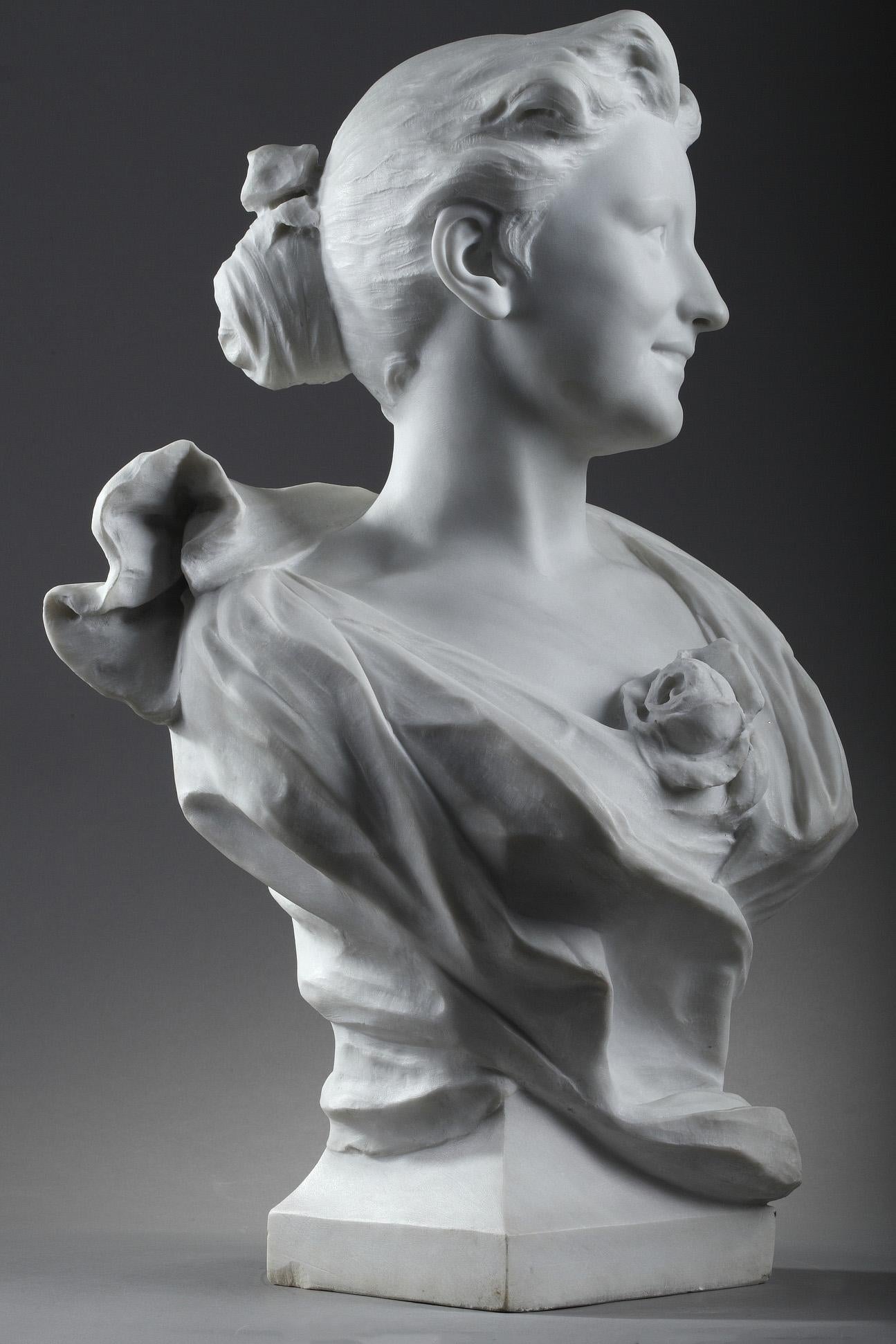 Late 19th Century Marble Sculpture Bust of a Lady Signed Oliver 4