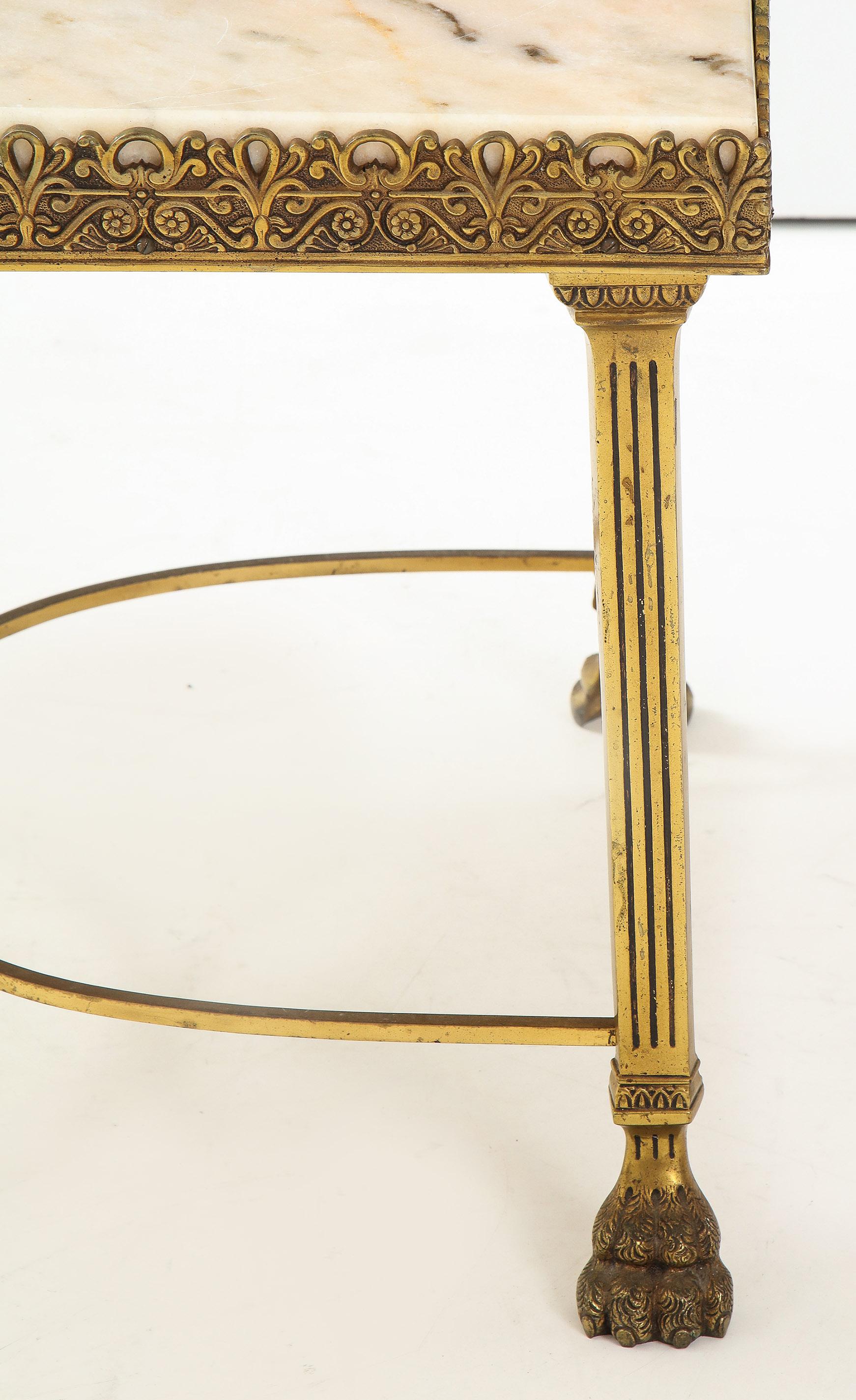 Late 19th Century Marble-Top Brass Coffee Table 1
