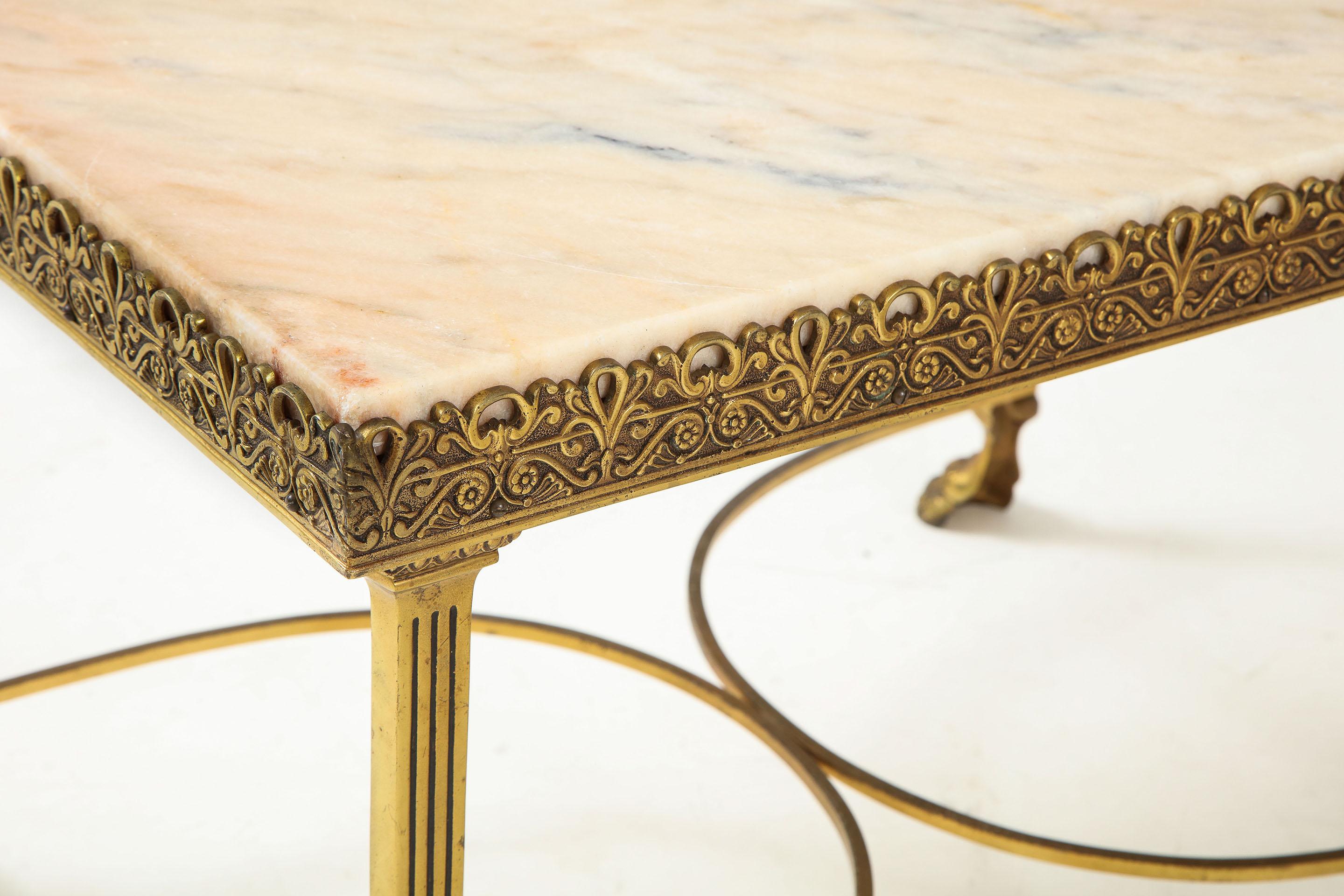 Late 19th Century Marble-Top Brass Coffee Table 2