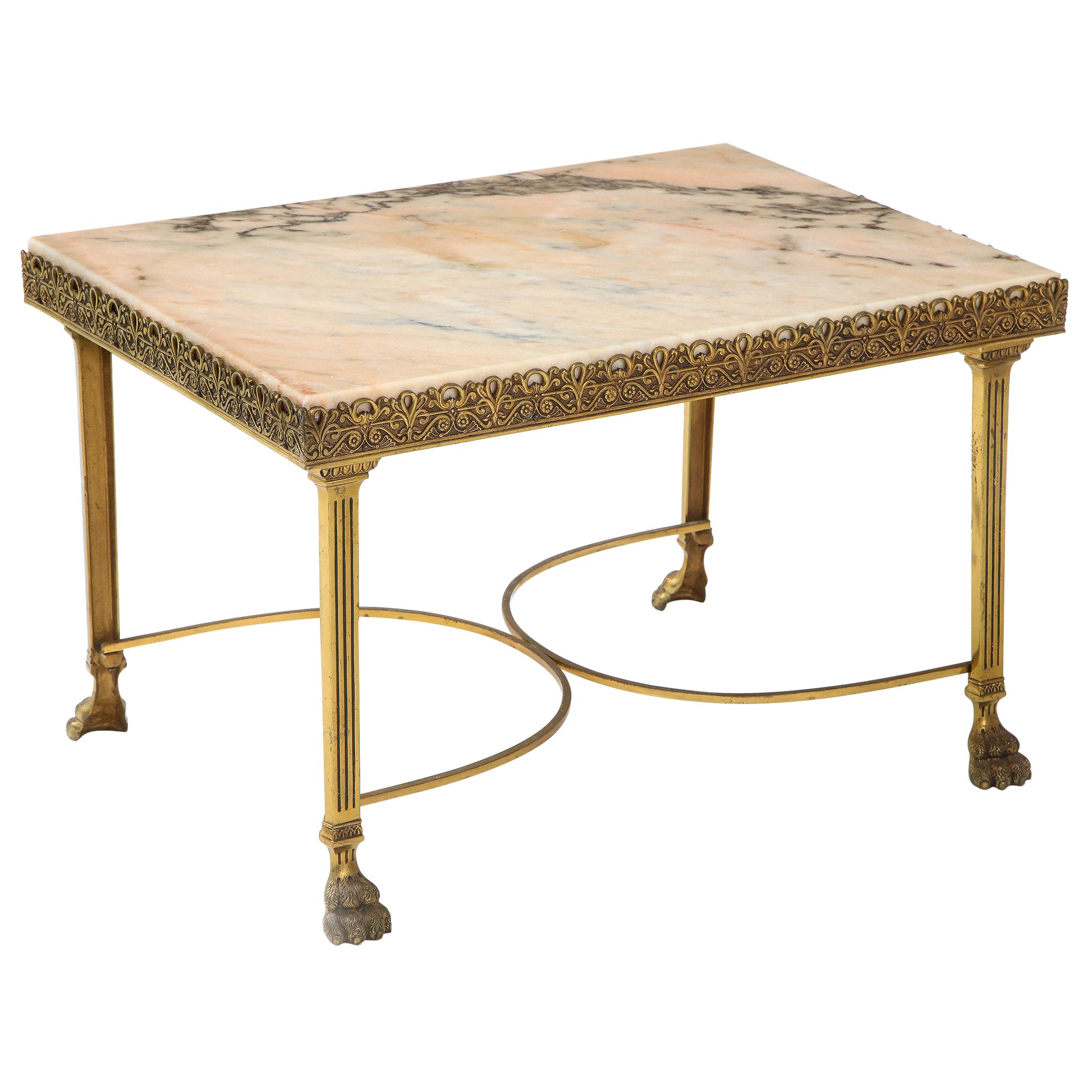 Late 19th Century Marble-Top Brass Coffee Table