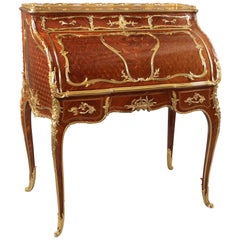 Used Late 19th Century Marquetry and Parquetry Bureau a Cylindre by François Linke