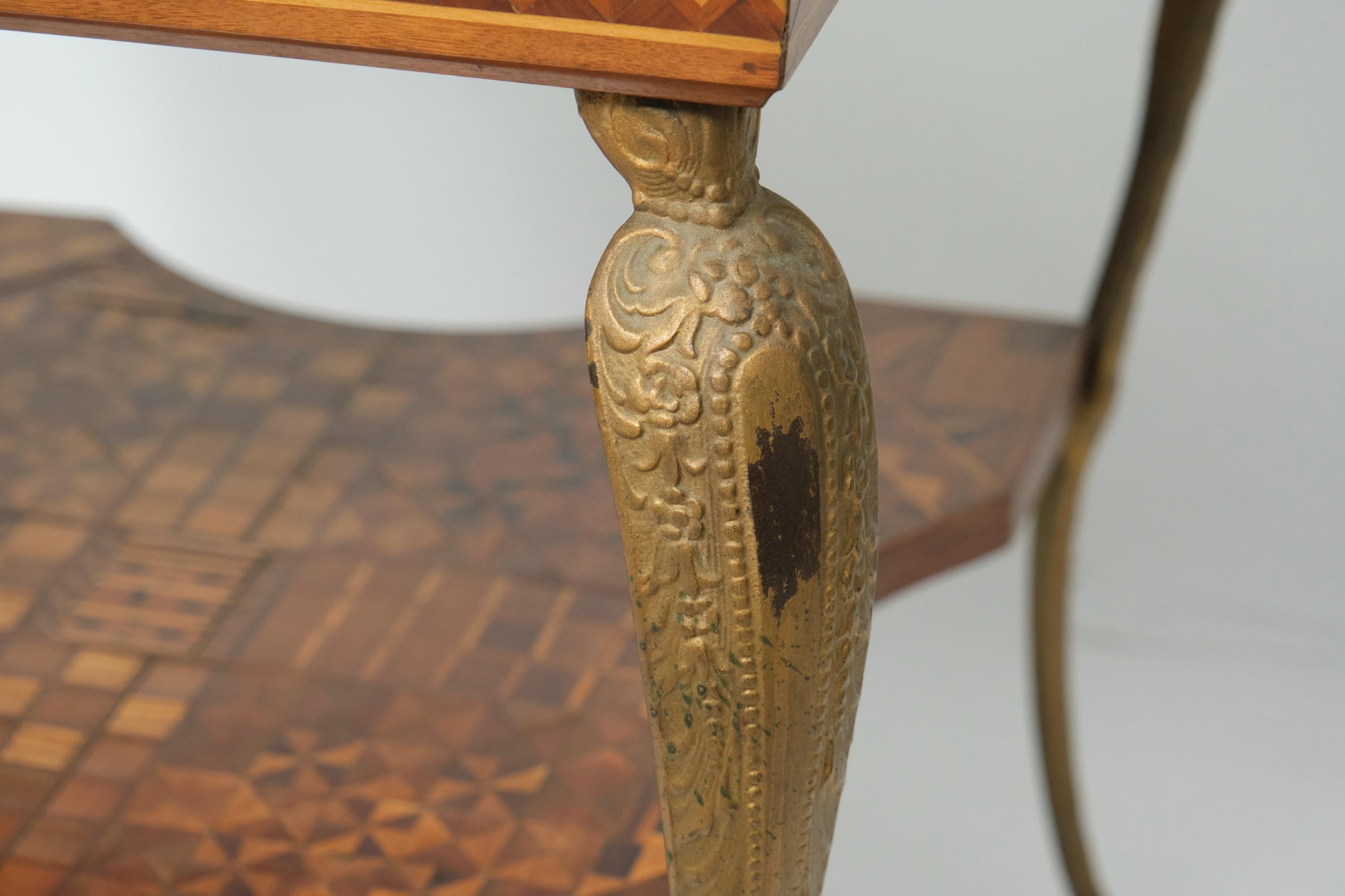 Late 19th Century Marquetry Parlor Table with Brass Legs For Sale 2