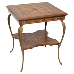 Late 19th Century Marquetry Parlor Table with Brass Legs