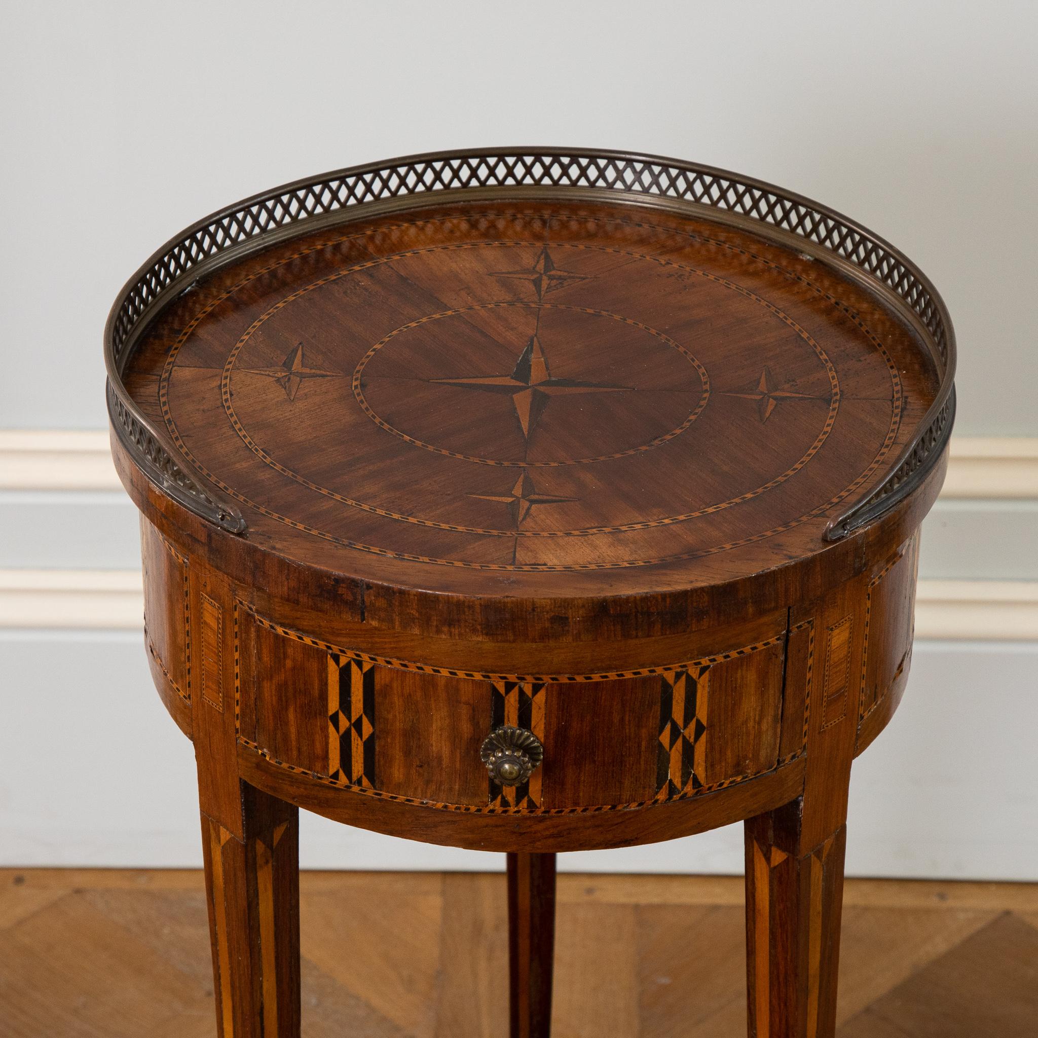 Brass Late 19th Century Marquetry Side Table For Sale