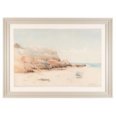 Late 19th Century Massachusetts Shoreline Watercolor Painting