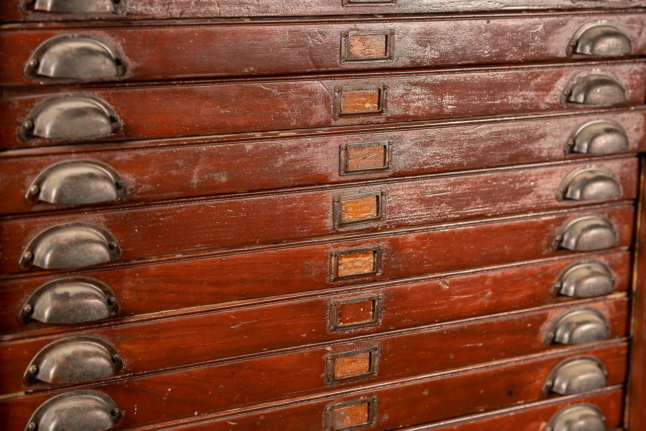 Late 19th Century Massive 63 Drawer Printers Cabinet In Good Condition For Sale In Dekalb, IL