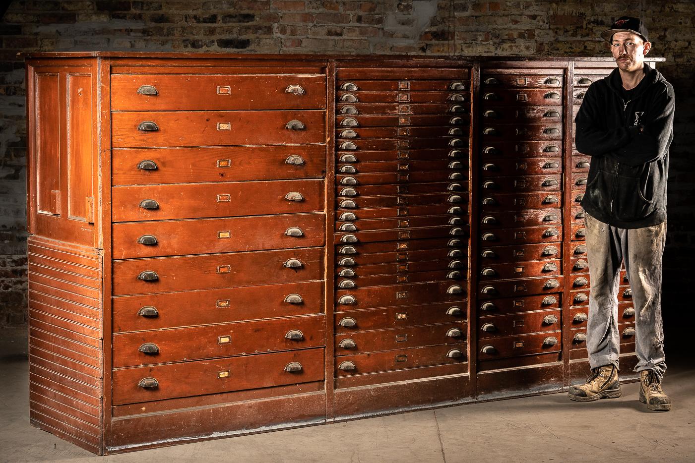 Late 19th Century Massive 63 Drawer Printers Cabinet For Sale 1
